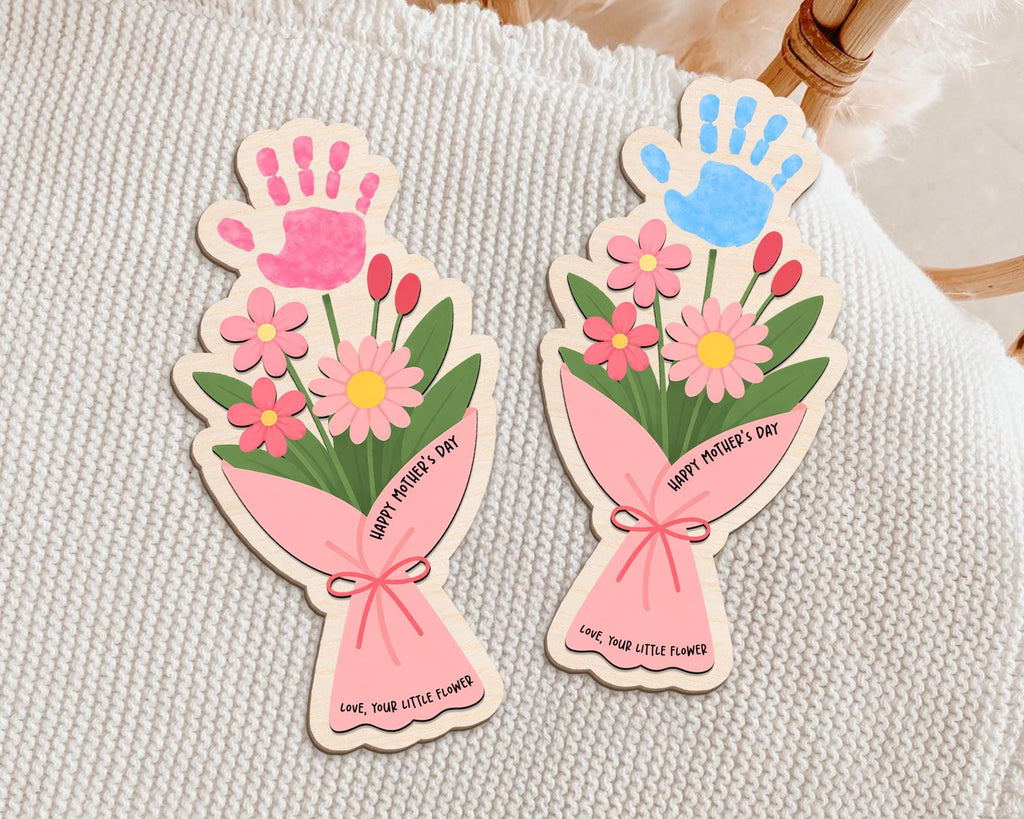 Personalized Mother’s Day Handprint Flower Sign, DIY First Mother's Day Handprint Sign, New Mom Mothers Day Gifts From Kids, Gift for Mom