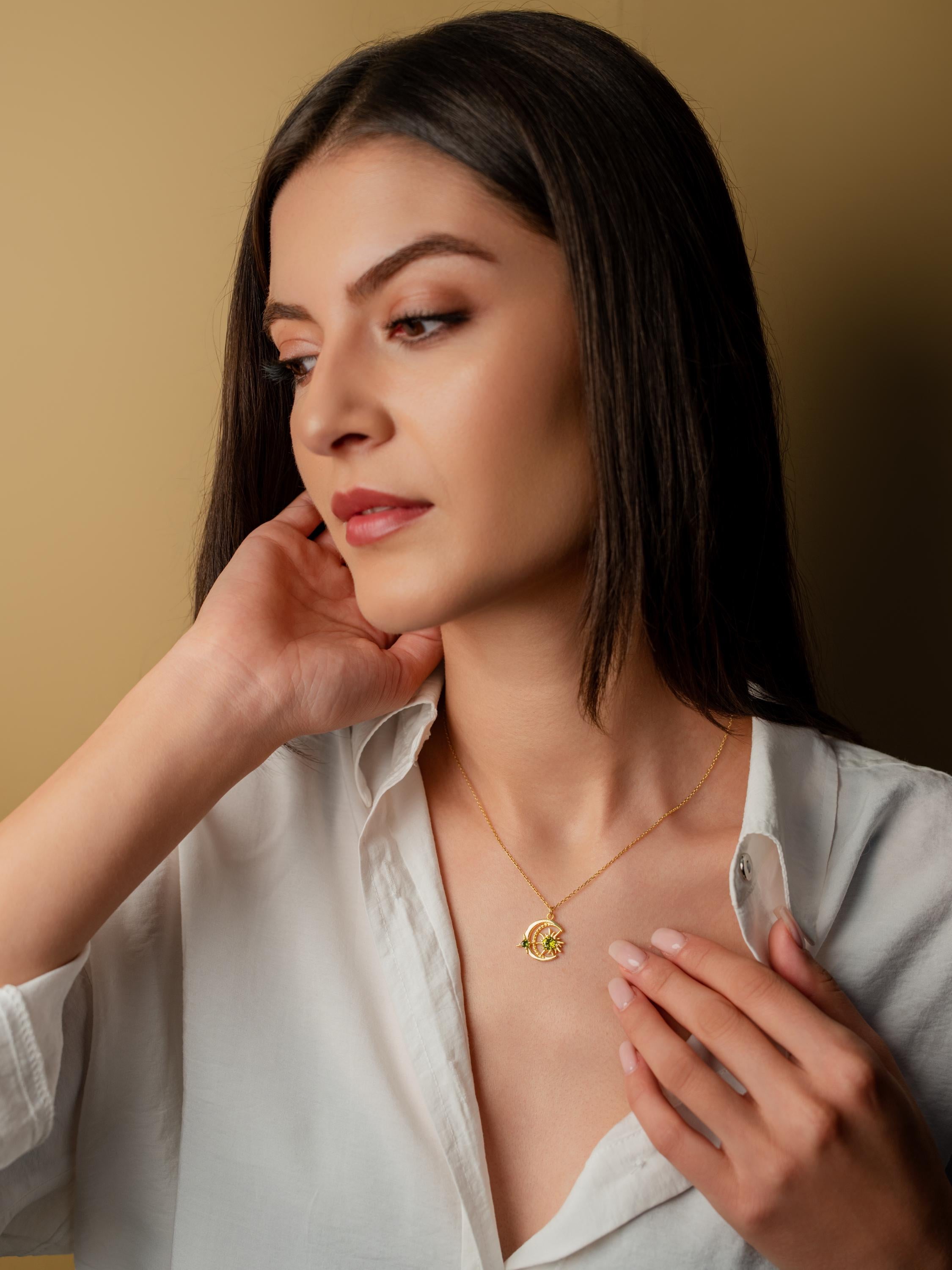 Gold Moon and Sun Necklace - Customized Astrology Jewelry, Necklace for Women, Minimalist Jewelry, Everyday Necklace, Simple Elegant Gift