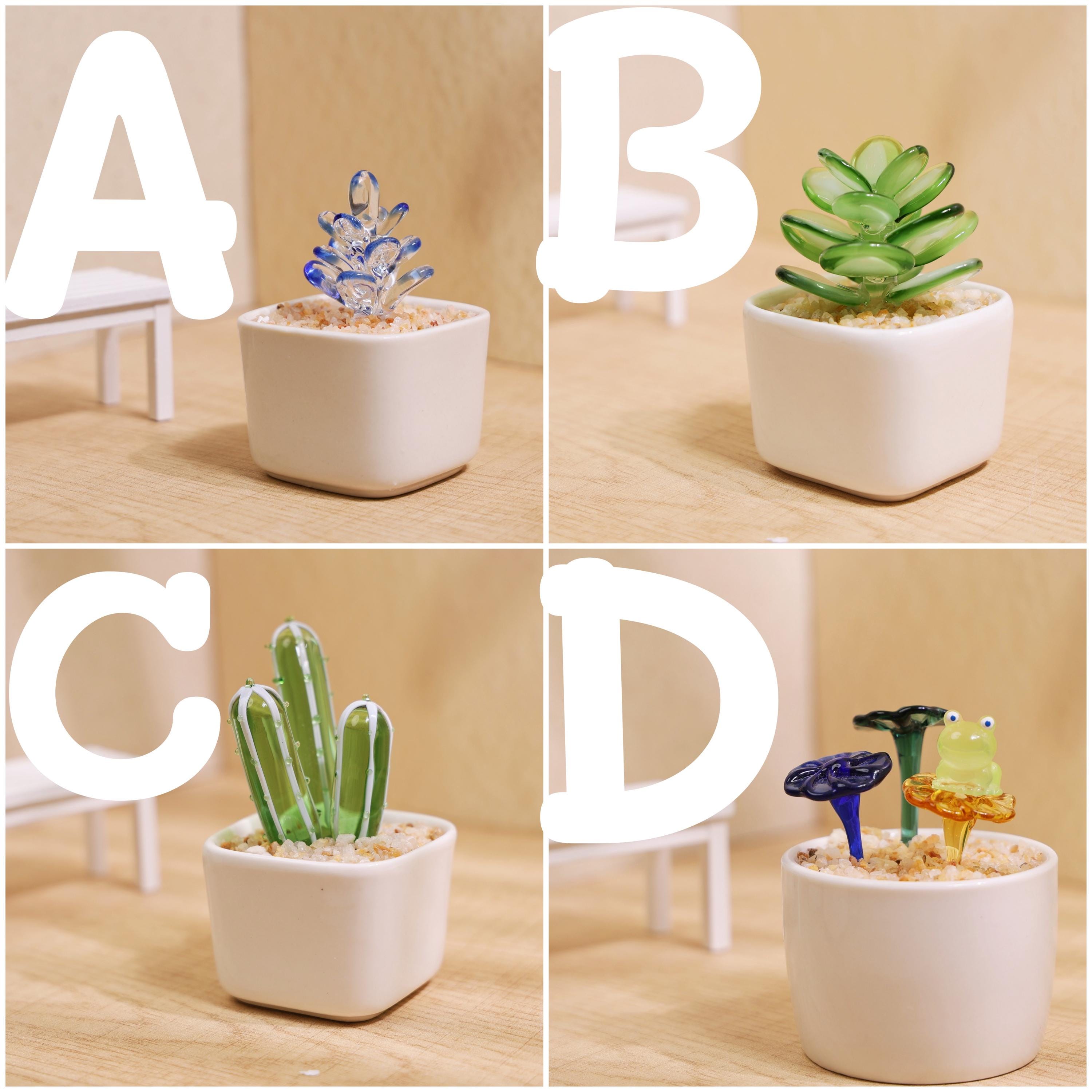 Handmade Glass Cactus and Succulents,glass Potted Plants,glass Lotus Leaf,stained Glass Plants,housewarming Gift,gift for Teacher,home Decor