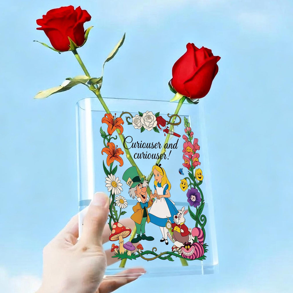 Alice in Wonderland Book Vase, Fairytale Bookshelf Accent, Literary Gift for Reader, Cute Fairytale Decor, Book Lover Gift, Bibliophile Gift