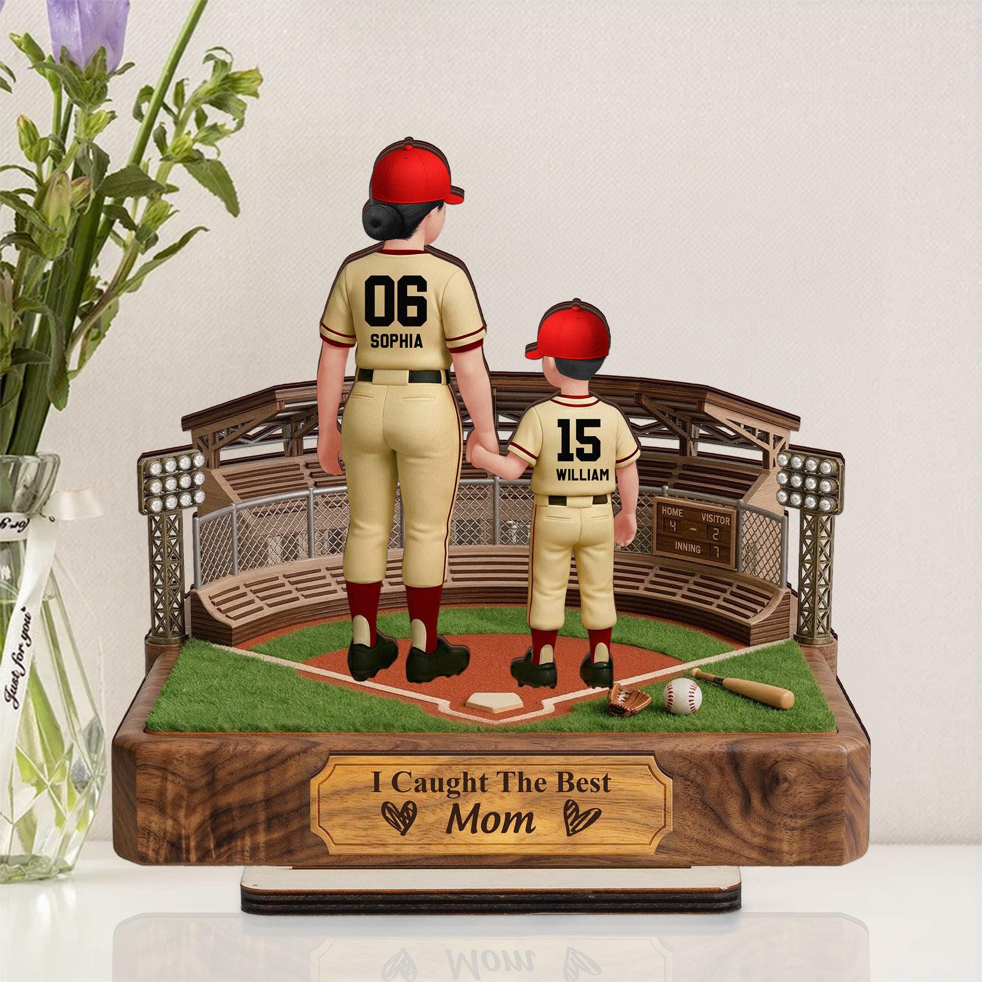 Baseball Mom and Kid Personalized Standing Wooden Plaque, Mother's Day Gift for Her, Baseball Lover Gift, Baseball Player Decor Mama Gift