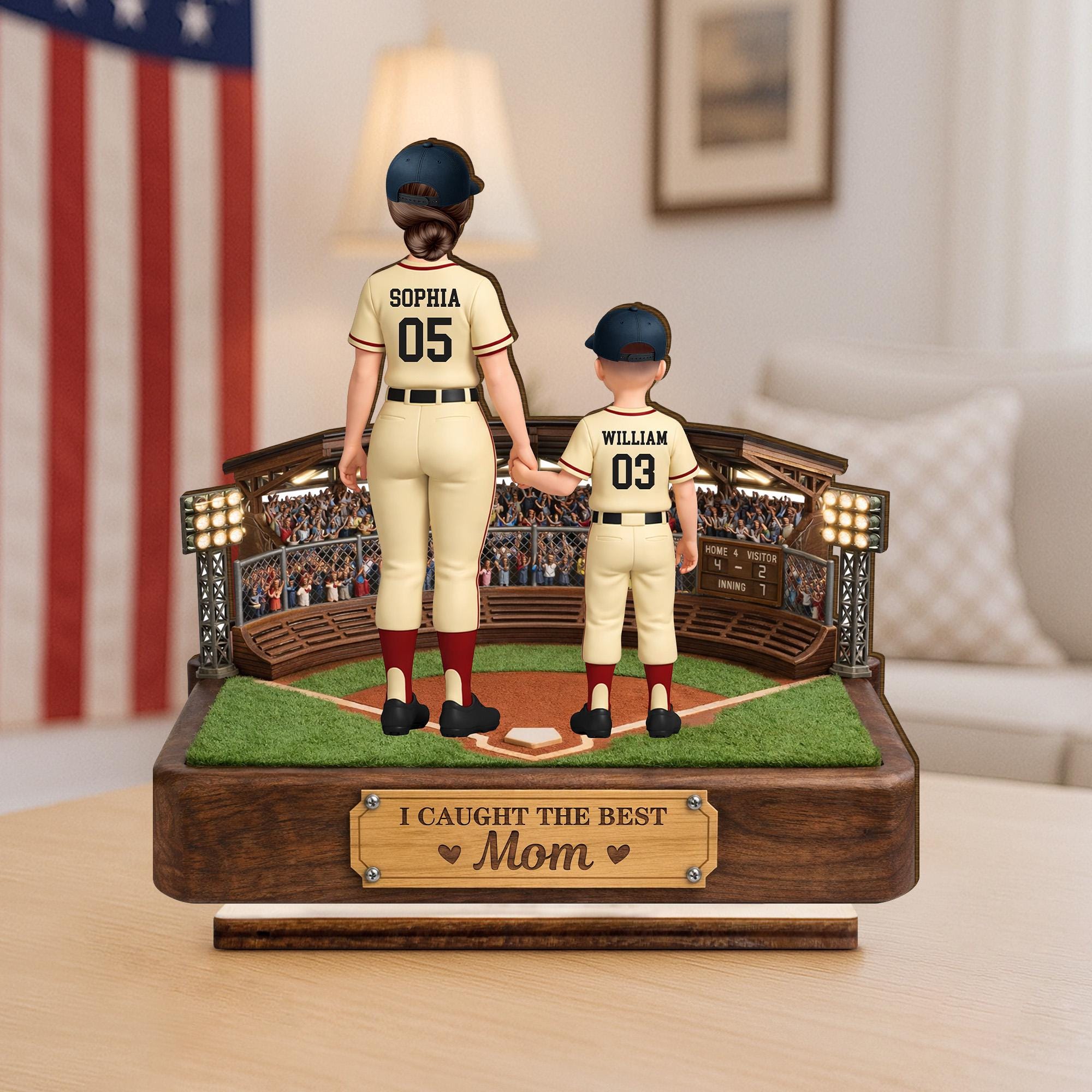Personalized Baseball Mom Wooden Plaque, Custom Name Jersey Sign, Sports Mom Keepsake, Mother's Day Gift, Kids Names Plaque