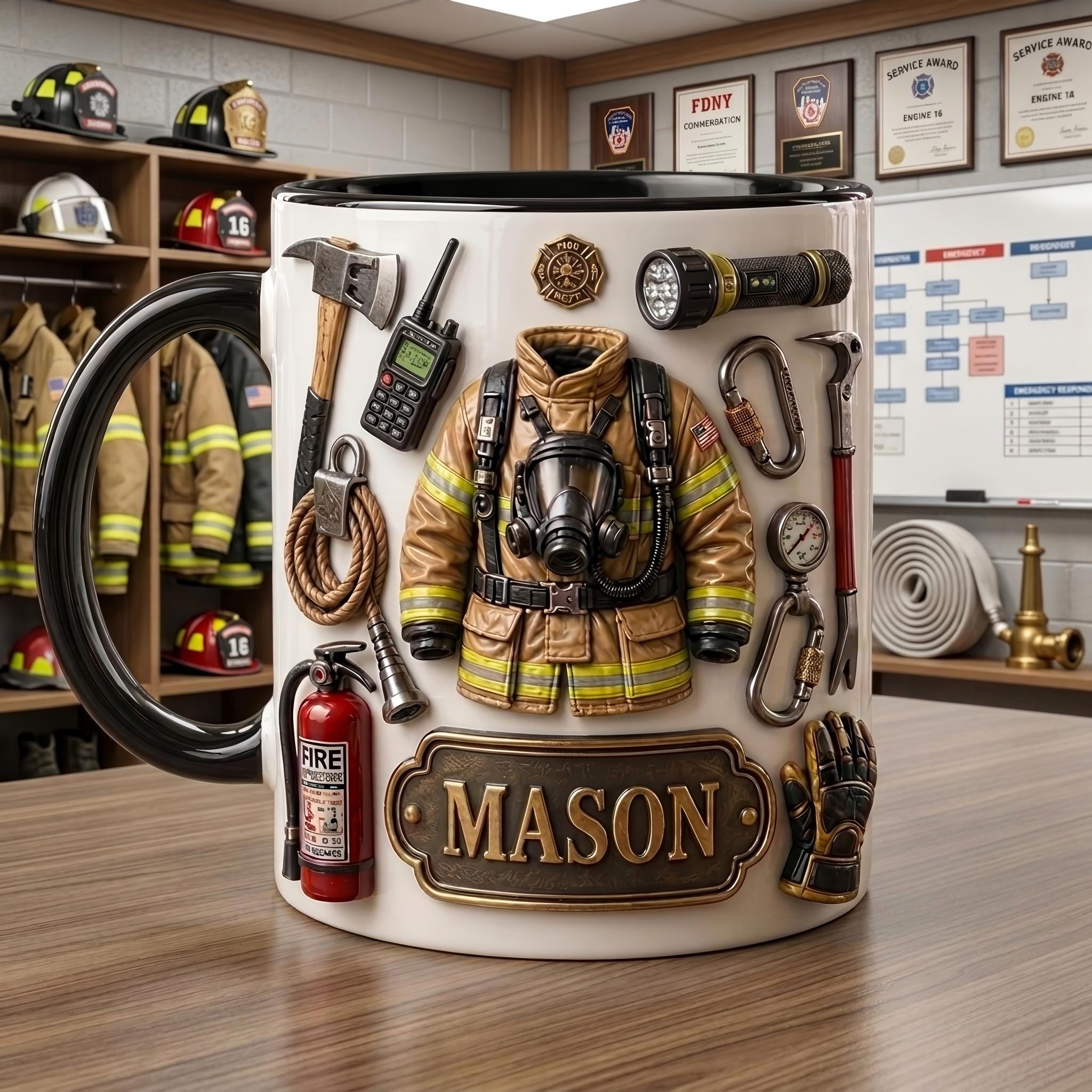 Personalized Firefighter Mug, Fire Rescue Coffee Cup, Custom Fireman Gift, Firefighter Appreciation Mug, Fire Department Gift