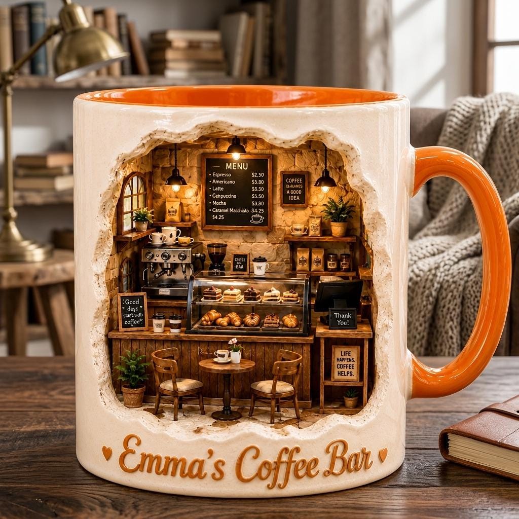 Personalized Coffee Shop Mug, Custom Café Coffee Cup, Barista Gift for Coffee Lovers, Cozy Coffee Bar Mug, Café Owner Gift