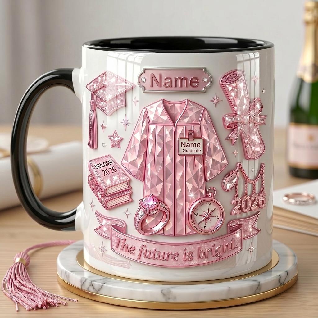 Personalized Graduation Mug Class of 2026, Faux 3D Effect Coffee Cup, Custom Senior Gift Keepsake, Graduation Party Mug