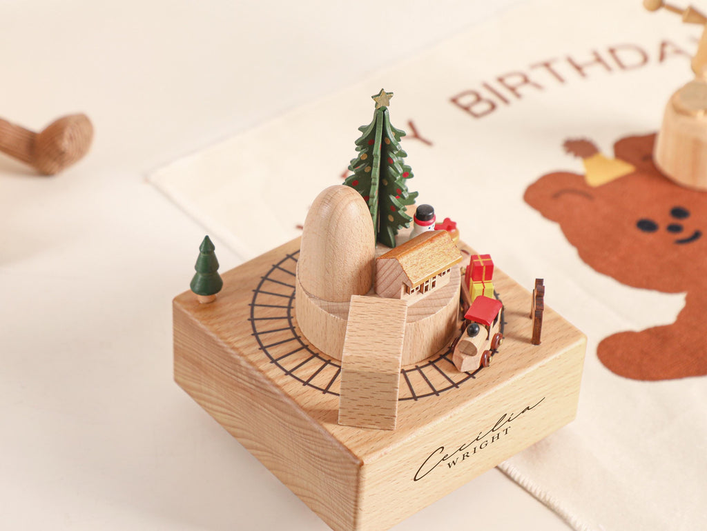 Christmas Music Box, Personalised Wooden Music Box, Custom Wooden Handmade Music Box, Engraved Baby Name Music Box, Baby Shower Gift