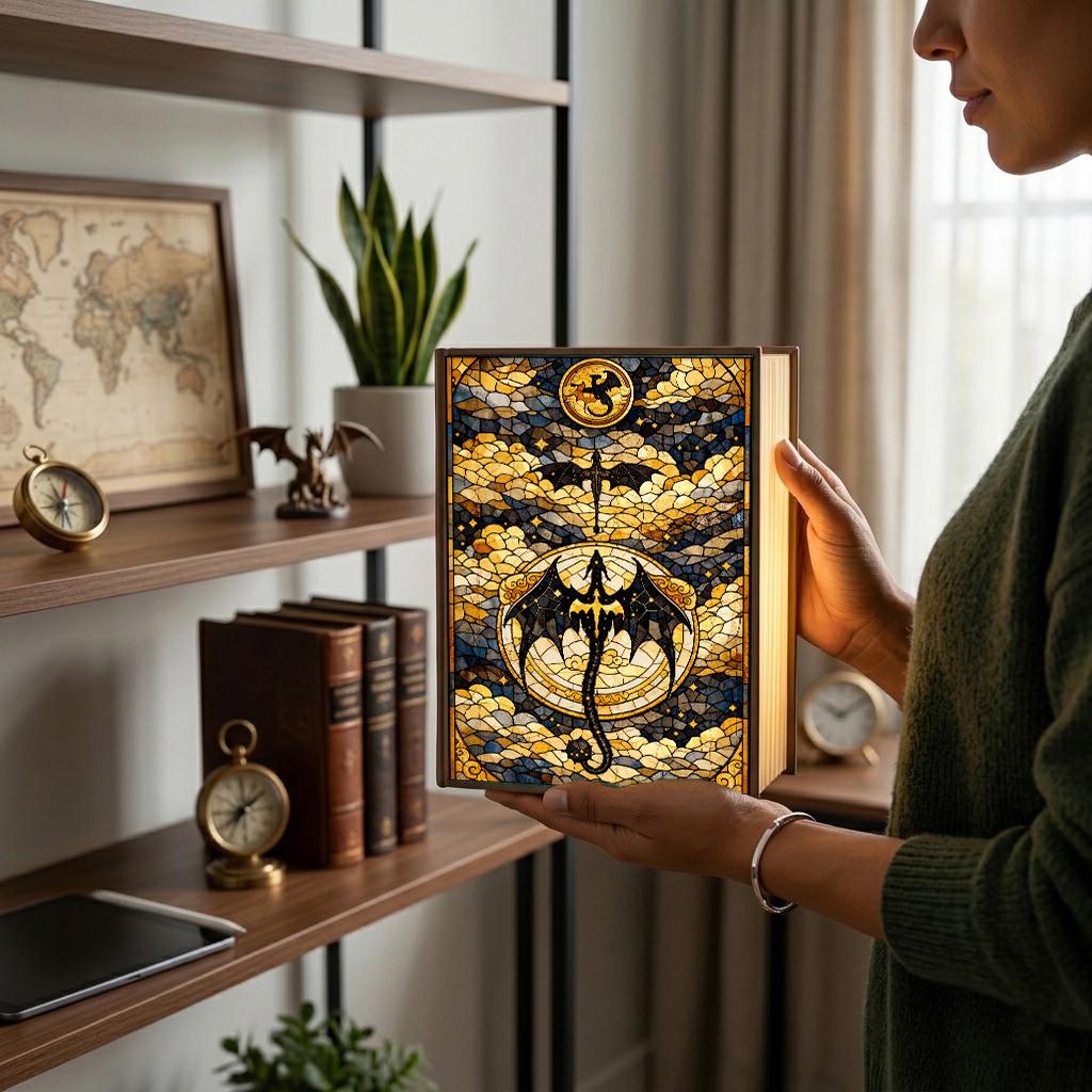 Fourth Wing Inspired Book Lamp, Fantasy Dragon Night Light, Book Lover Room Decor, Reader Gift, Cozy Bookish Lamp, Dark Fantasy Night Light