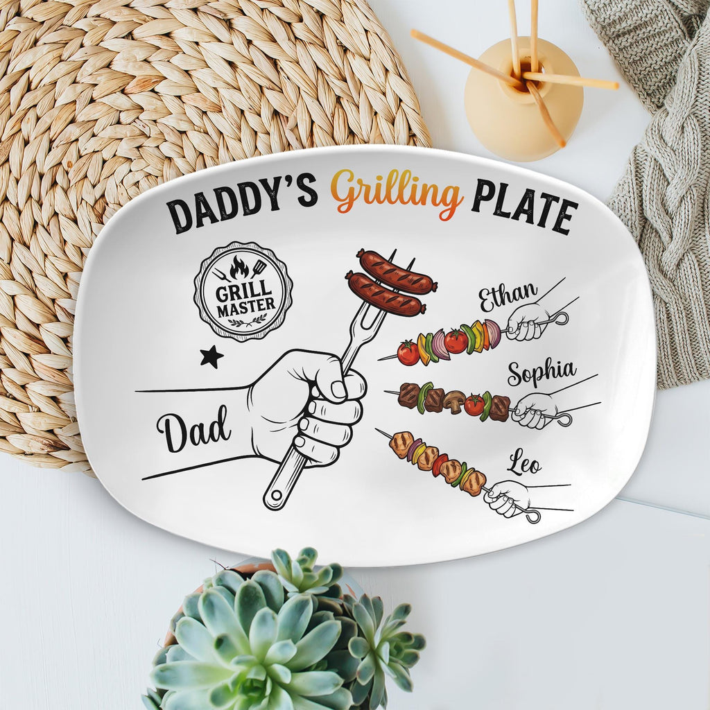 Personalized BBQ Dad Platter Daddy Grilling Plate, Personalized Father's Day Gift for Husband, Grandpa BBQ Platter, Cooking Dish for Him Serving Tray