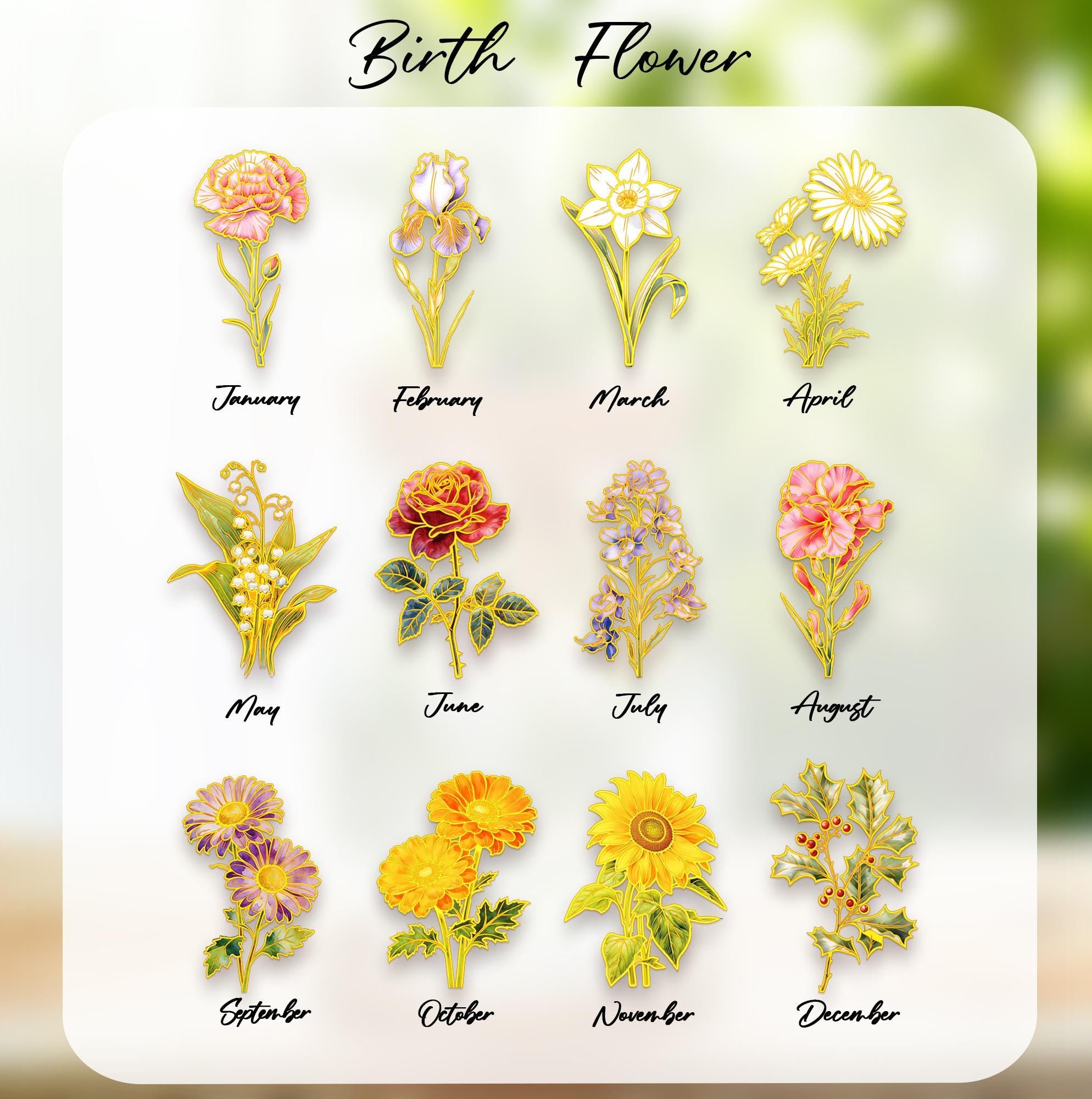 Custom Gold Rim Birth Flower Dish, Personalized Jewelry Tray, Floral Ring Holder, Birthday Gift, Bridesmaid Gift, Gift for Mom