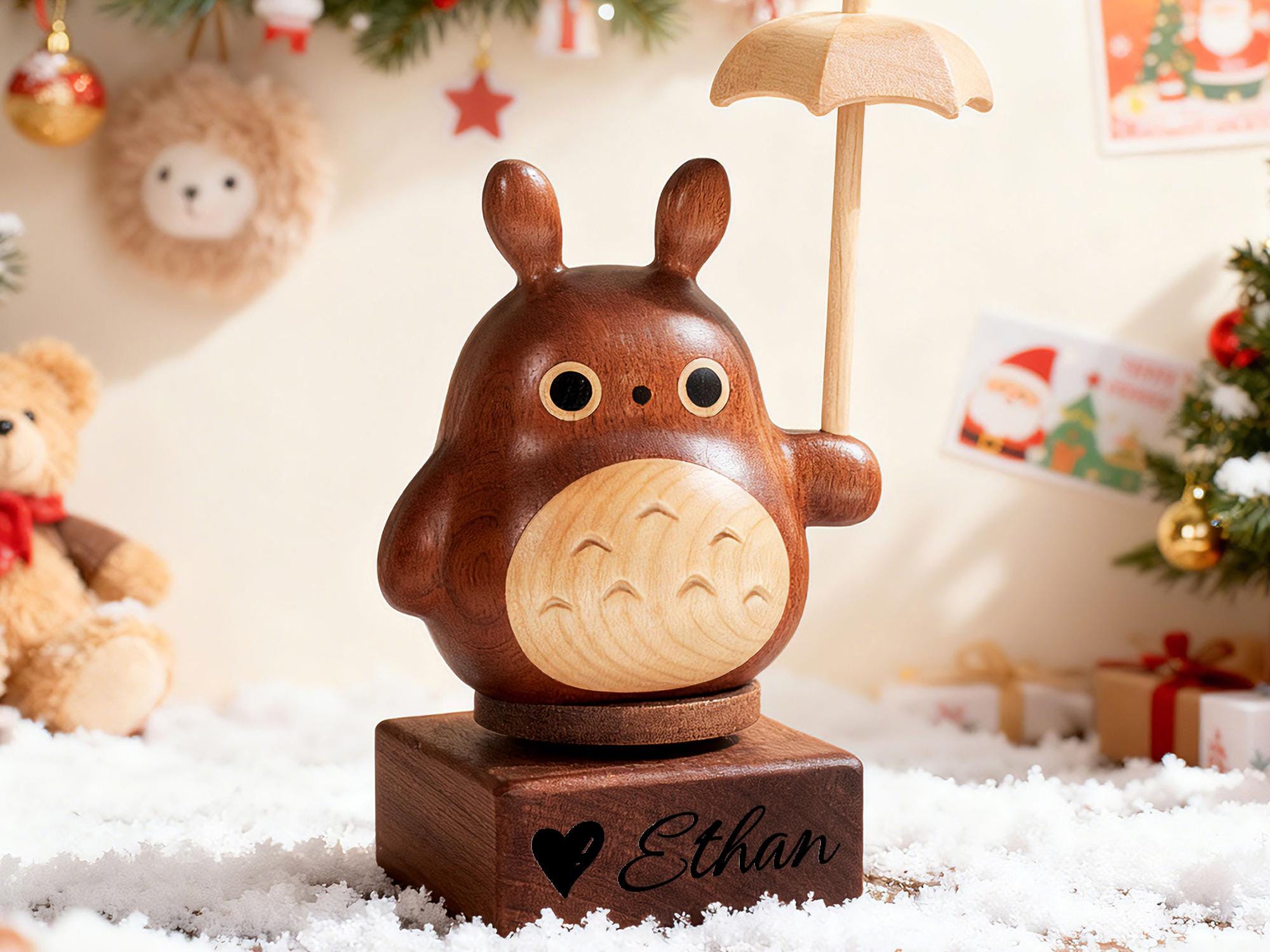 Personalized Wood Carving Handmade Music Box, Custom Flying Pig Musical Toy for Kids, Baby Shower Gifts, Piano Calendar Music Box