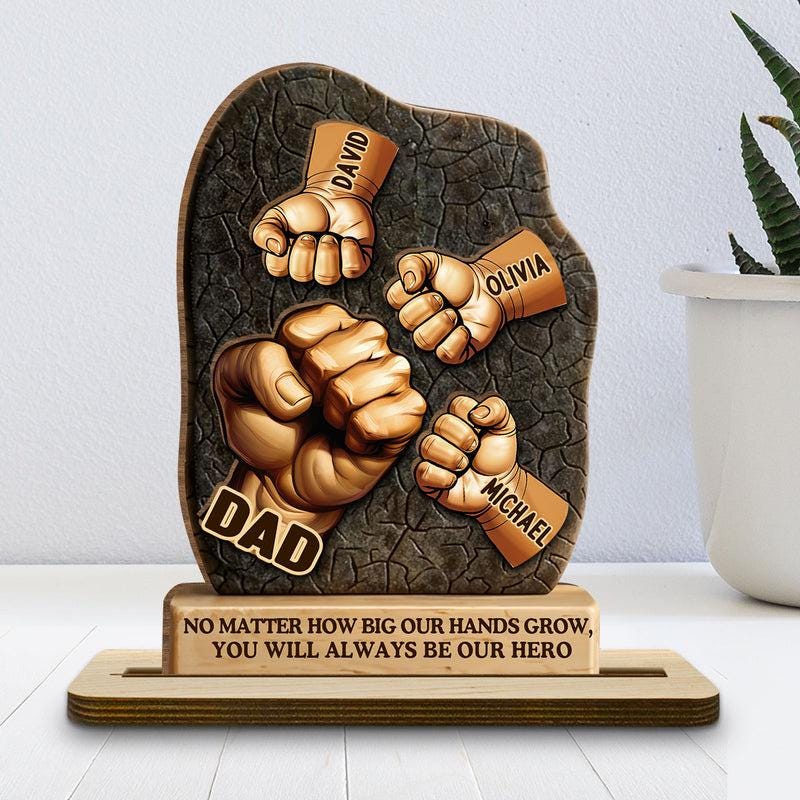 We Will Always Reach for You - Personalized Bump Dad and Kids Name Shape Wood Plaque, Father's Day Gift for Husband, Gift for Dad,papa,daddy