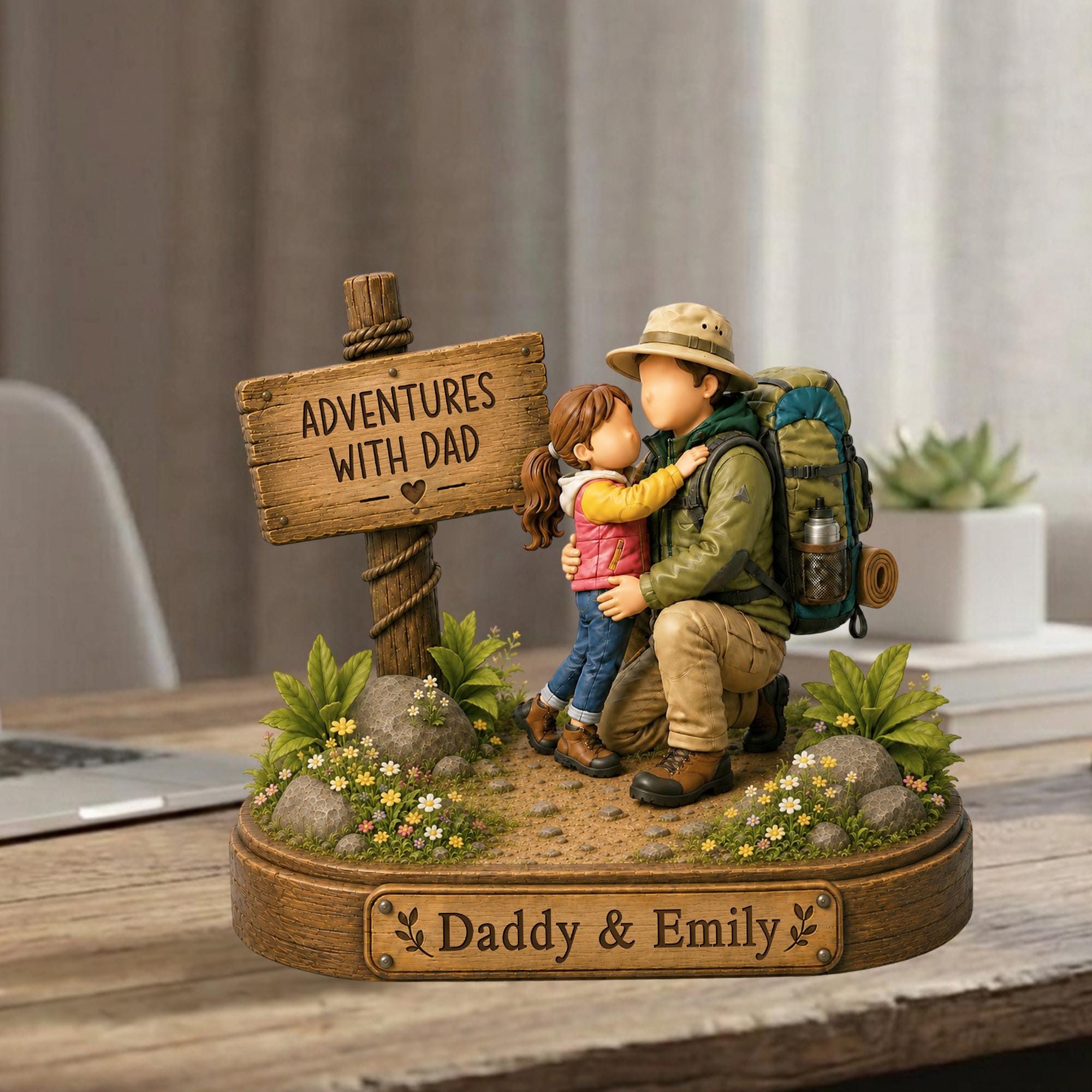 Personalized Dad Wooden Block, Custom Adventures with Dad Gift from Daughter/Son, Father's Day Gift, Outdoor Keepsake Gifts, Home Decor