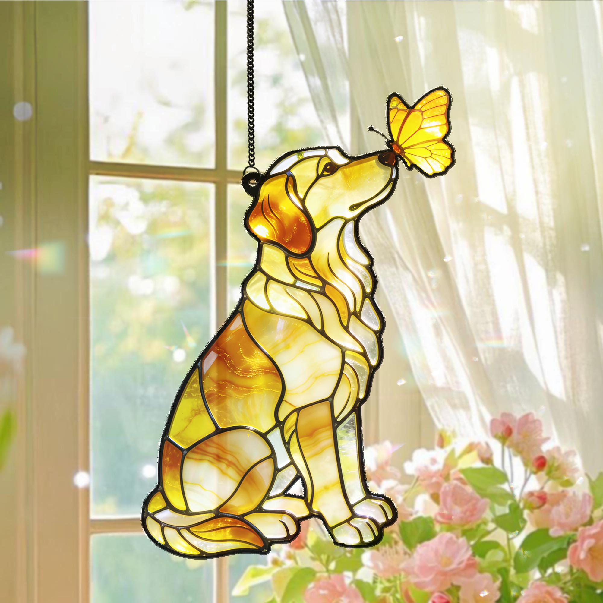 Golden Retrieve Acrylic Suncatcher, Colorful Window Hangings, Dog Lover Gift, Pet Memorial Gifts, Pet Loss Gift, Loss of Dog, Sympathy Gift
