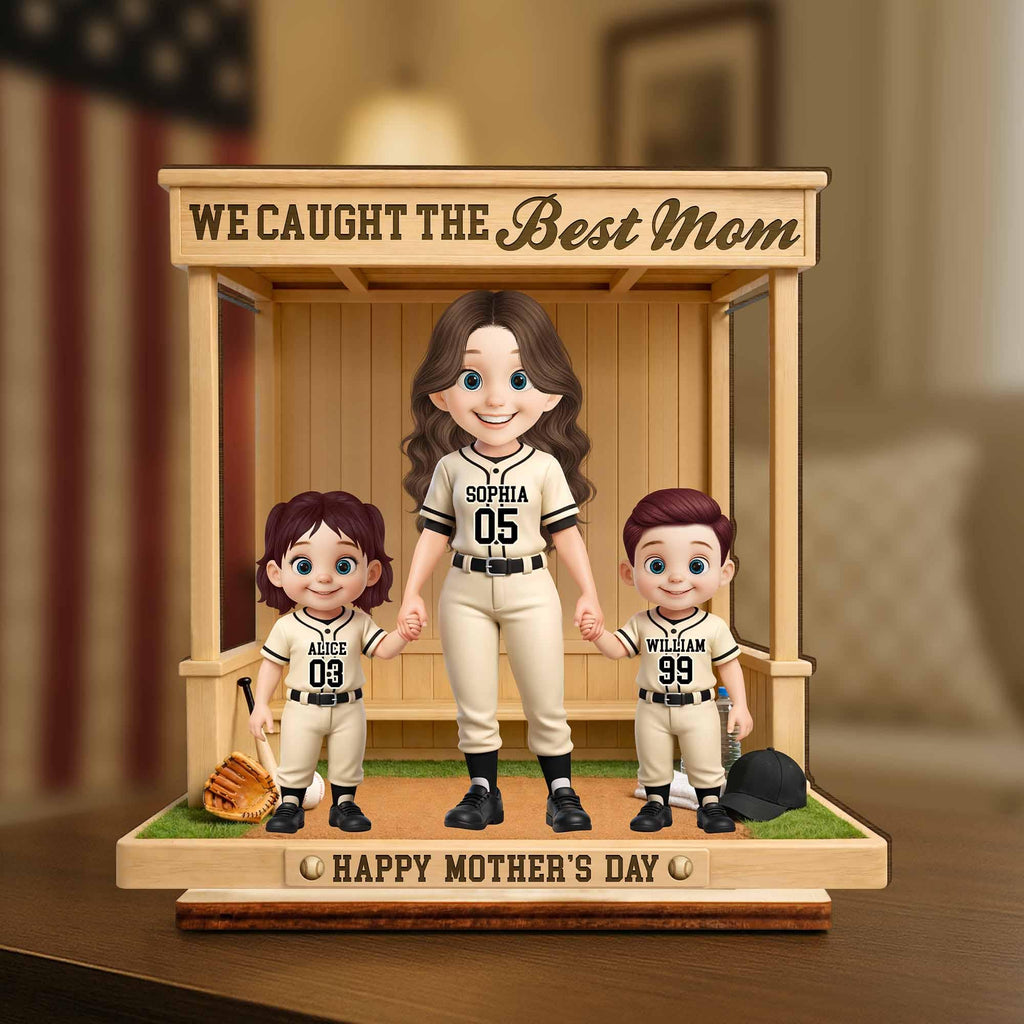 Personalized 3D Wooden Plaque, Custom Sports Mom Gift, Baseball Dugout Diorama, Graduation Gift for Son, Daughter, Basketball Player Gift