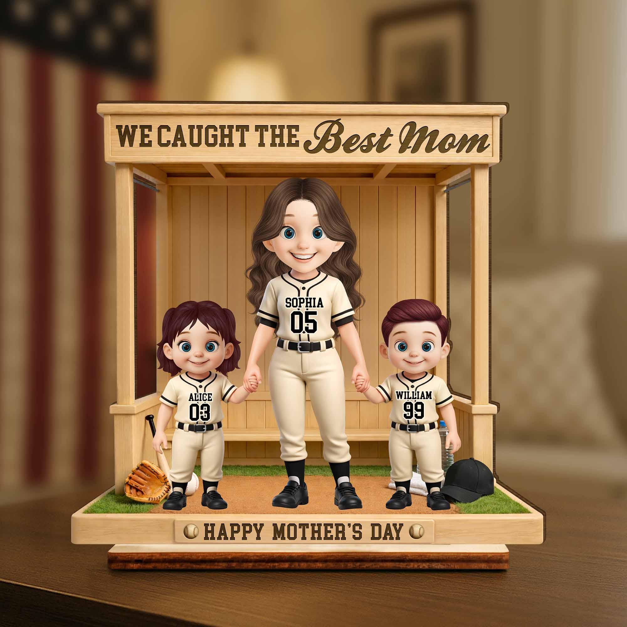 Personalized 3D Wooden Plaque, Custom Sports Mom Gift, Baseball Dugout Diorama, Graduation Gift for Son, Daughter, Basketball Player Gift