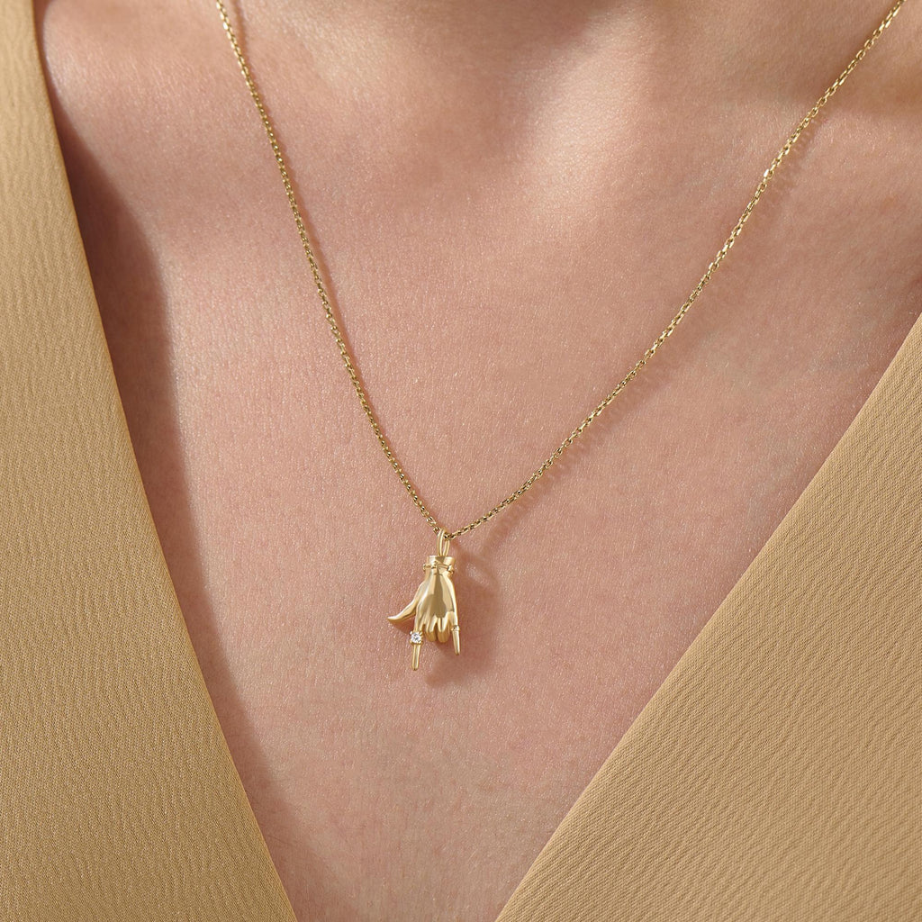 Gold ASL I Love You Necklace – Sign Language Pendant Gift for Mom or Her, Friendship Necklace for Mom, Personalized Necklace for Her, Mothers Day Gifts