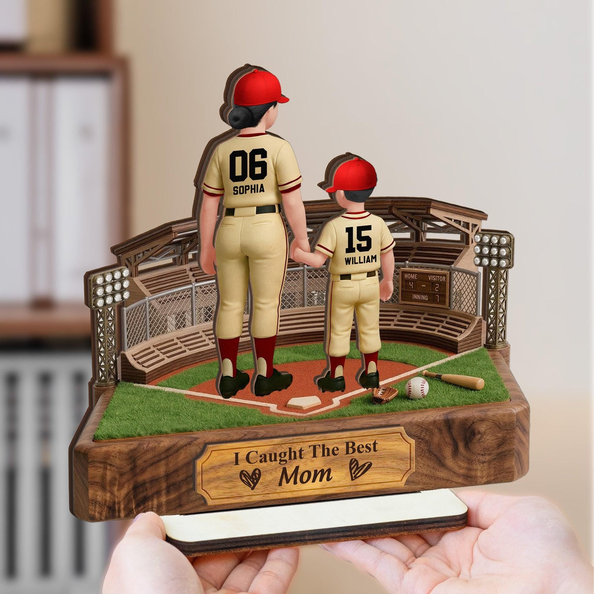 Baseball Mom and Kid Personalized Standing Wooden Plaque, Mother's Day Gift for Her, Baseball Lover Gift, Baseball Player Decor Mama Gift