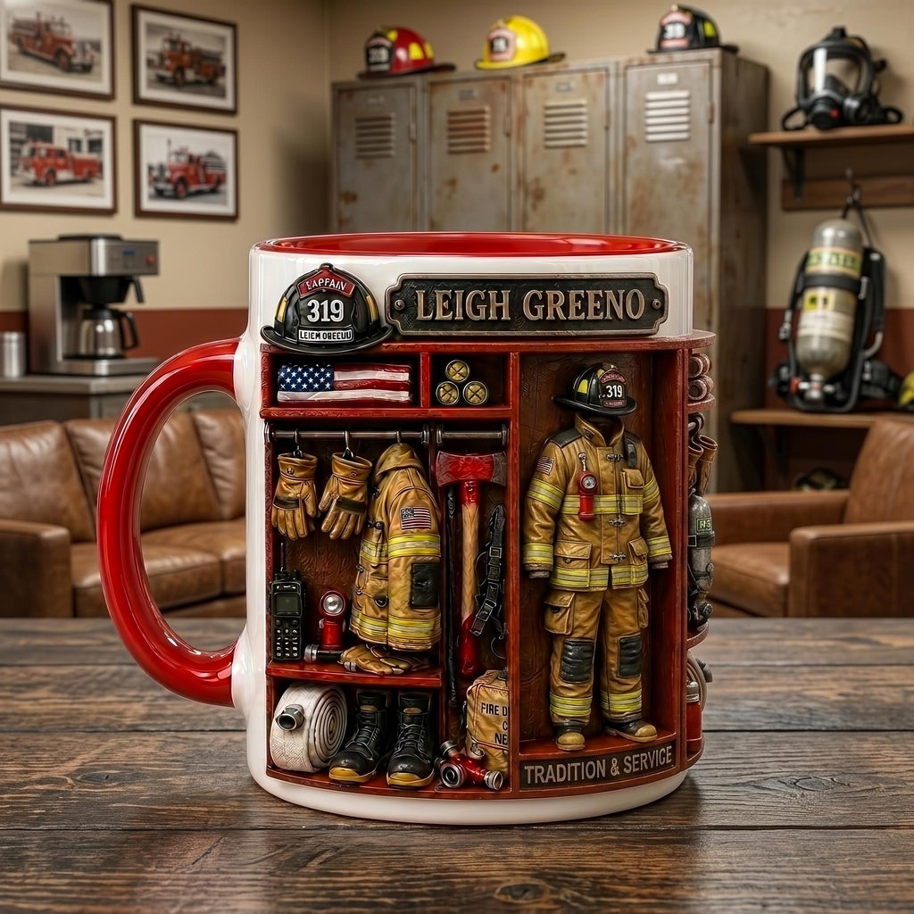 Personalized Firefighter Mug, Fireman Gift, Fire Department Coffee Cup, Custom First Responder Mug, Firefighter Dad Gift