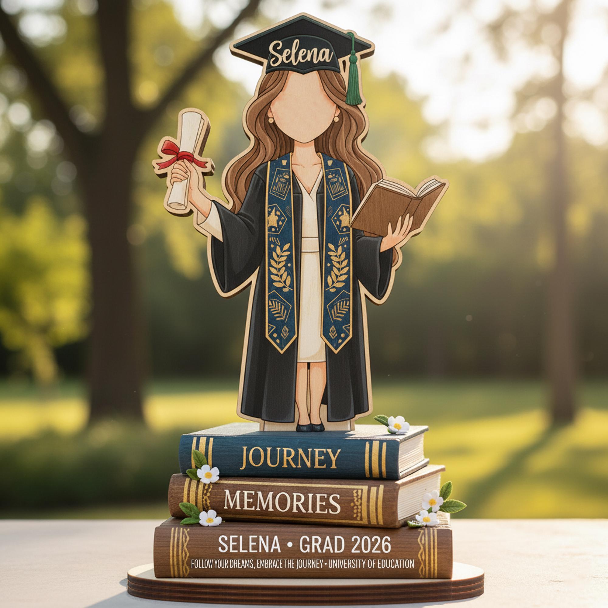 Personalized Graduation Wooden Block Sign, Custom Name Gift for Her, Class of 2026 Keepsake, Graduate Decor, Custom Wood Block