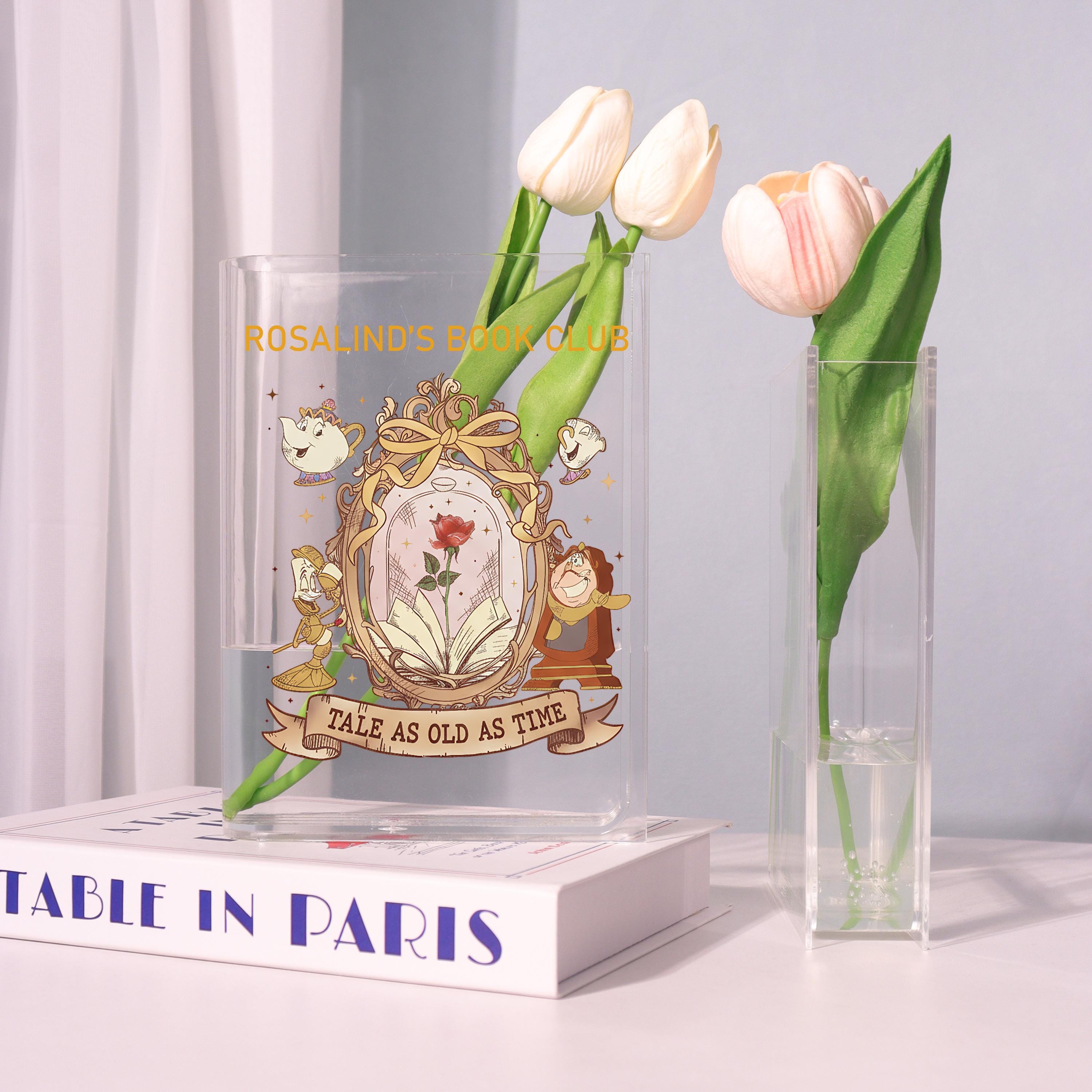 Beauty and the Beast Acrylic Book Vase, Book Club Bookish Vase, Fairy Tale Book Shaped Vase, Magical Storybook Decor, Gift for Book Lovers