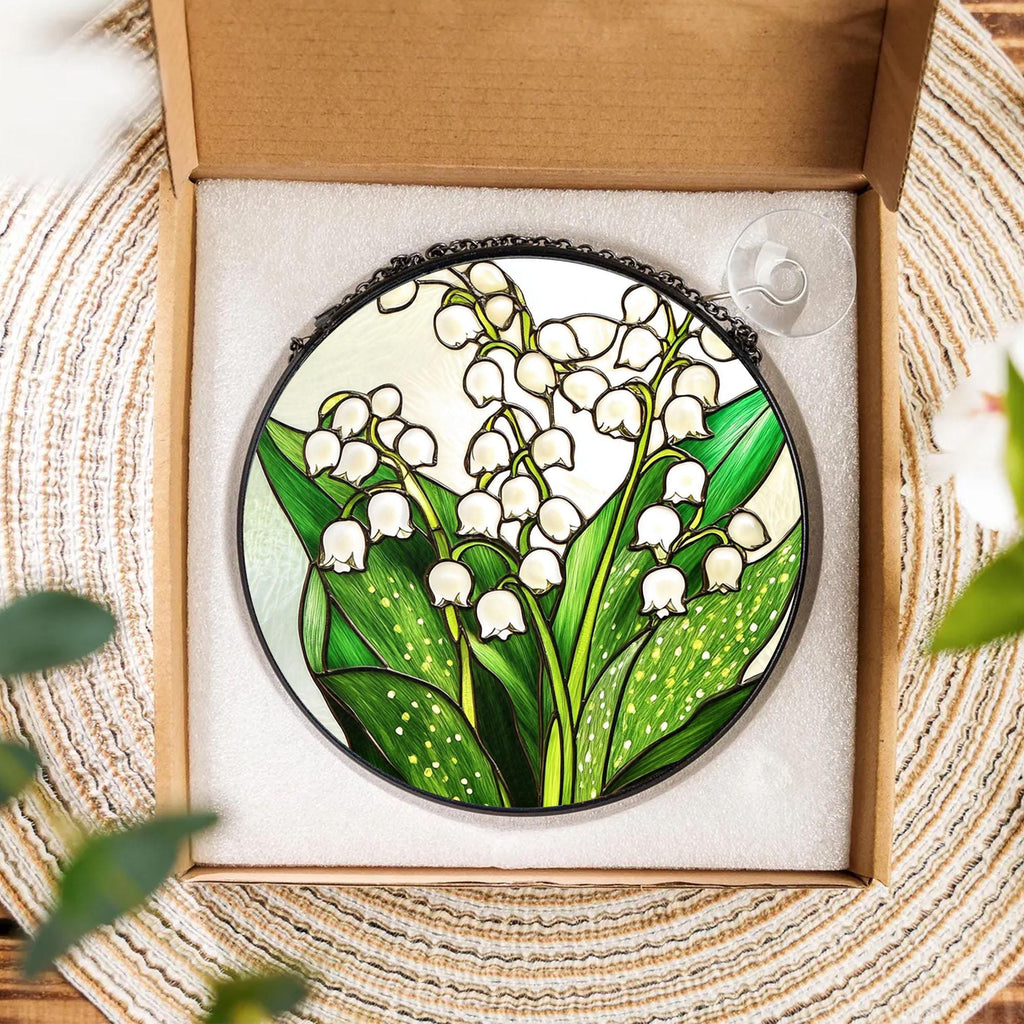 Glass Birth Flower, Birth Flower Stained Glass Suncatcher_ Memorial Gift for Mom