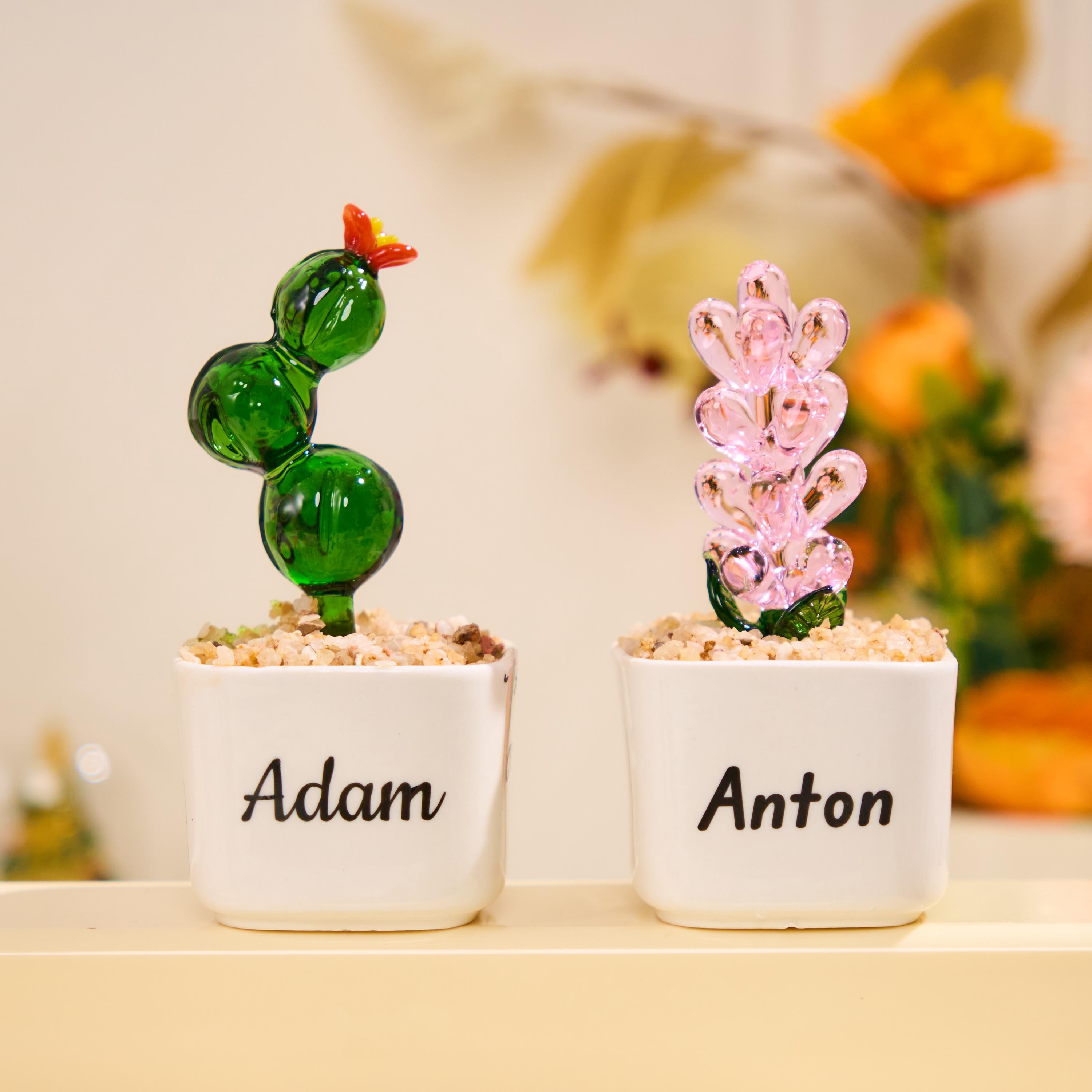 Stained Glass Succulent Cactus, Gift for Teacher,home Decor,custom Potted Plant Figurine, Teacher Appreciation Gift