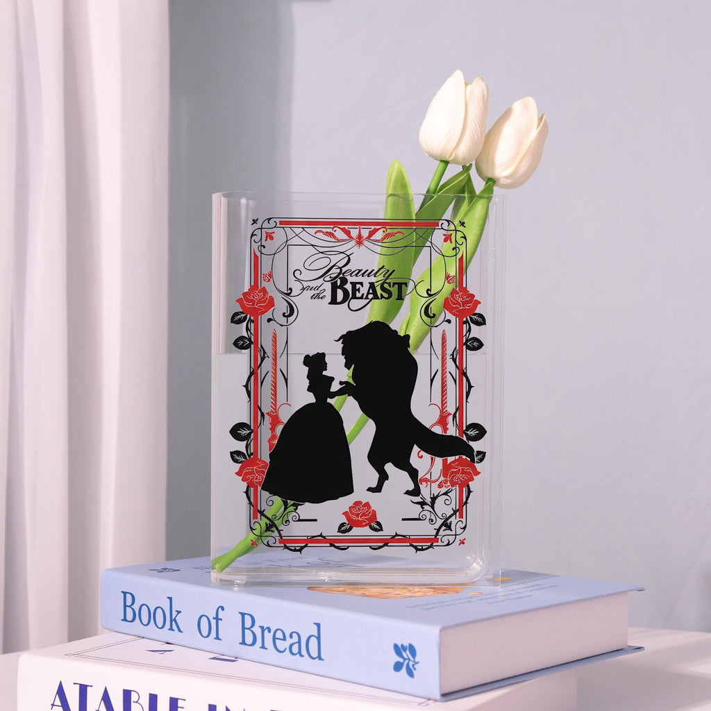 Beauty and the Beast Acrylic Book Vase, Gothic Romance Book Vase, Fairy Tale Book Shaped Vase, Magical Storybook Decor, Gift for Book Lovers