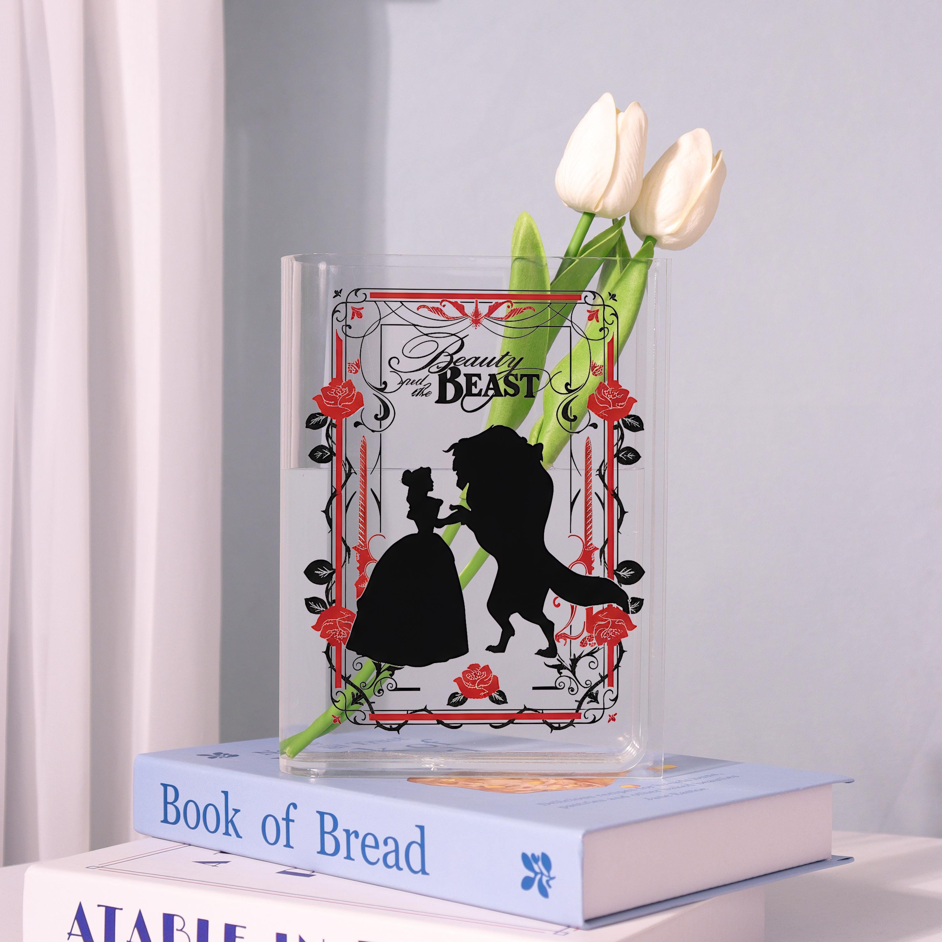 Beauty and the Beast Acrylic Book Vase, Gothic Romance Book Vase, Fairy Tale Book Shaped Vase, Magical Storybook Decor, Gift for Book Lovers