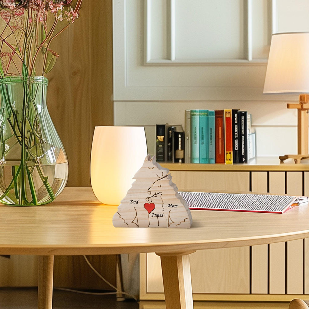 Wooden Wolf Family Puzzle, 2-5 Wolves Family Jigsaw Decor, Wedding Anniversary Gifts for Mom Dad Friend Couples Animal Family Decor