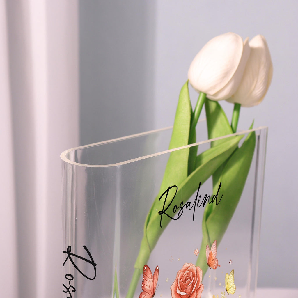 Colorful Magical Book Acrylic Book Vase, Watercolor Floral Book Vase, Floral Book Shaped Vase,rose and Butterfly,custom Gift for Book Lovers