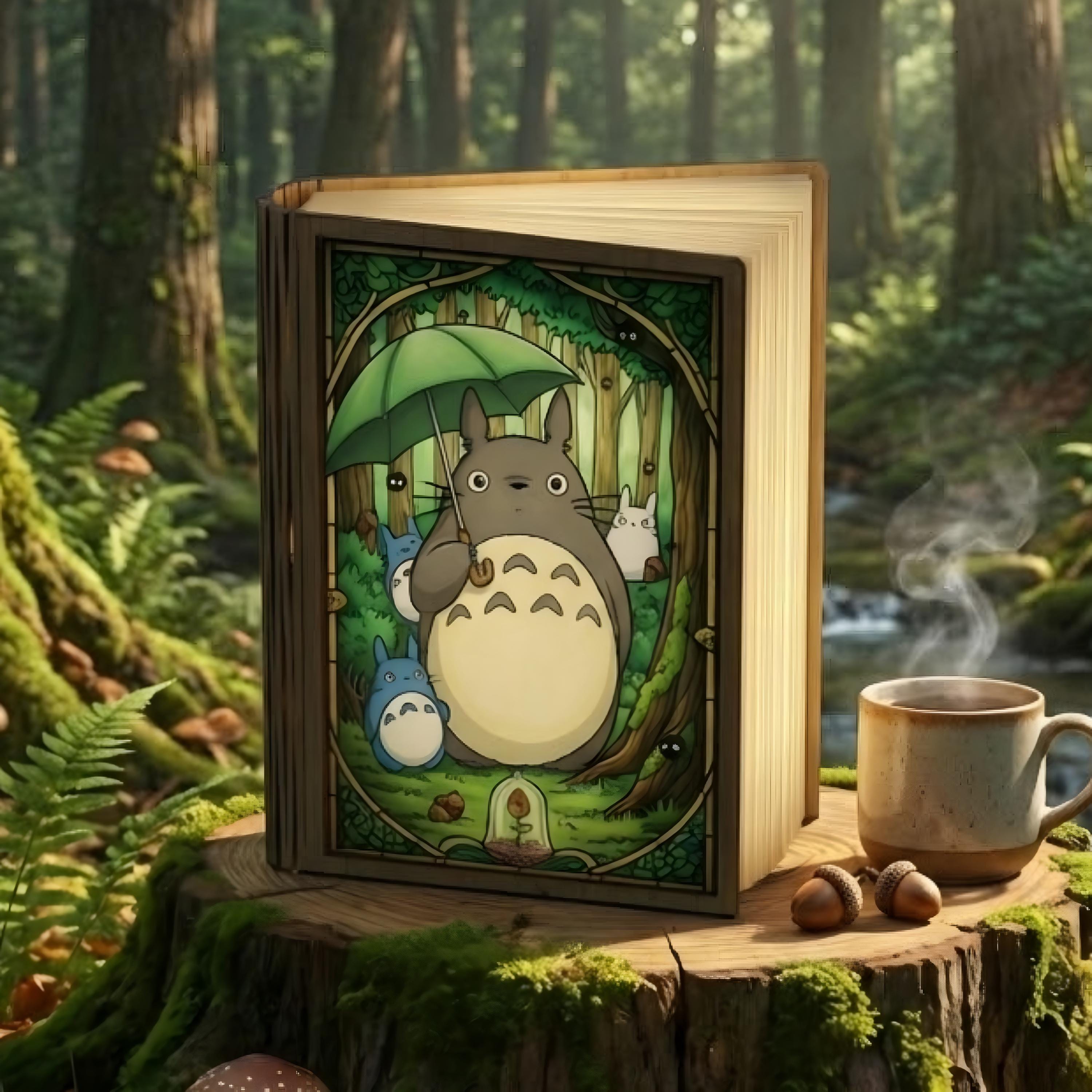 Totoro Book Lamp, Ghibli Decor, Folding LED Light, Woodland Night Lamp, Cute Reading Lamp, Book Lover Gift, Cozy Bedroom Decor