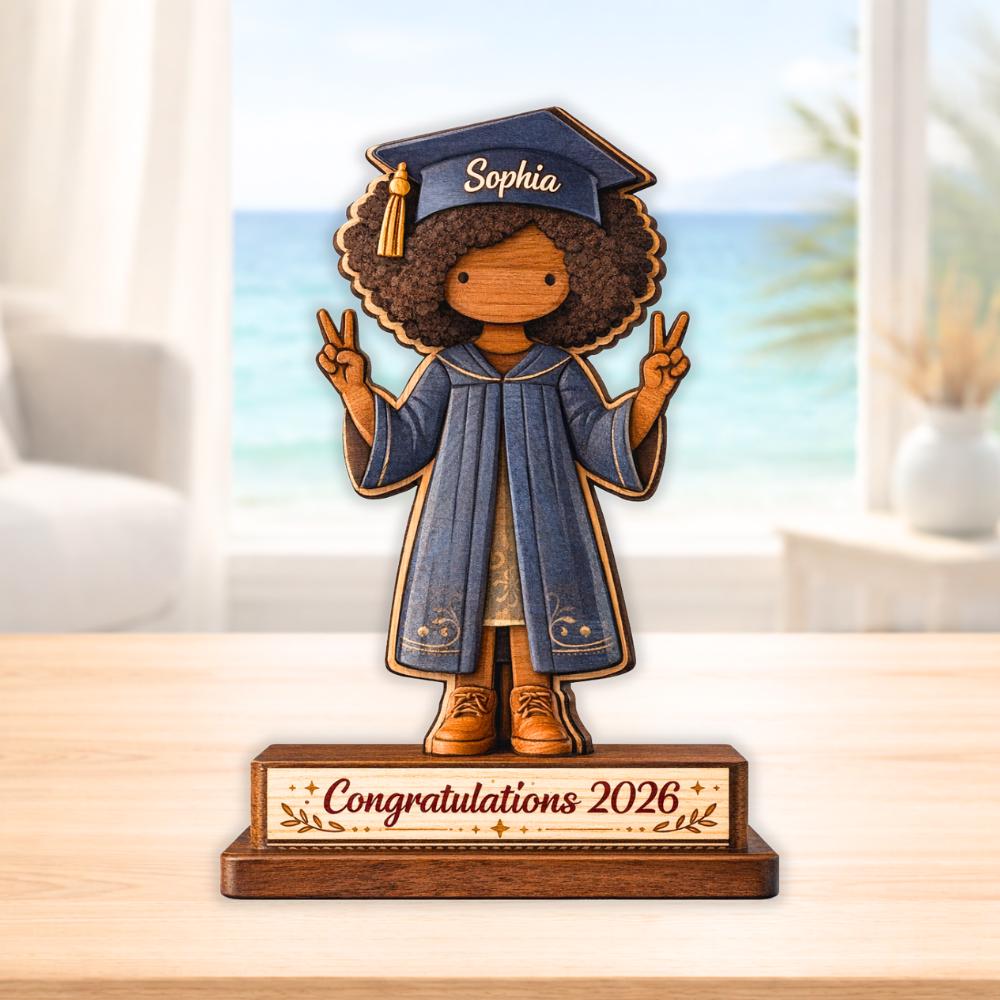 Personalized Graduation Wooden Block, Custom Name Graduation Gift for Her, Class of 2026 Keepsake Decor, Graduate Gift, Custom Wood Sign