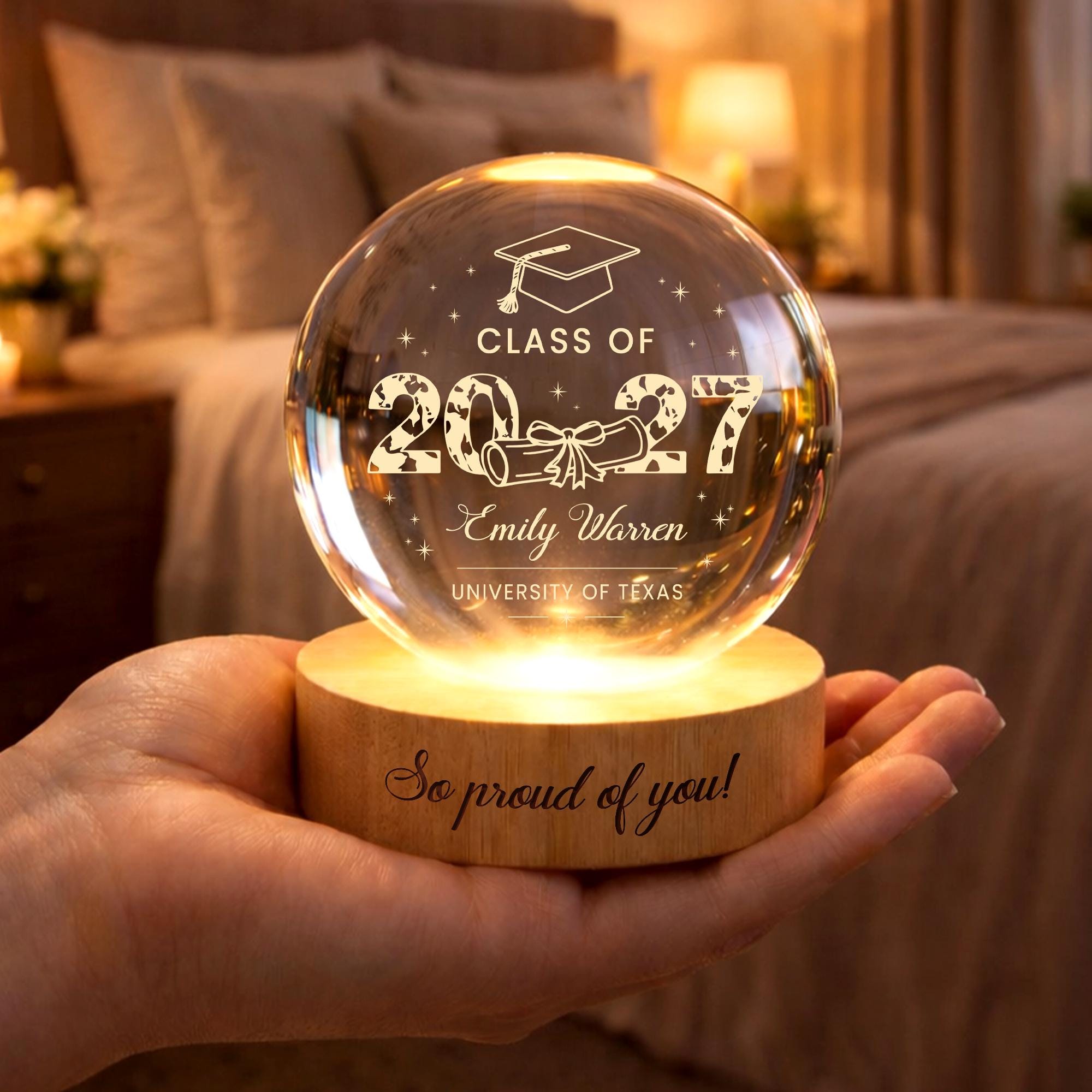 Custom Graduation Gift,class of 2026 Crystal Ball Night Light,senior 2026 Gift,highschool College Graduation Gift for Senior,bestie,daughter