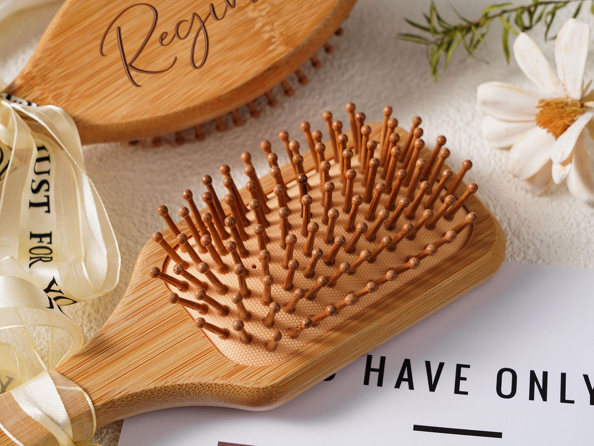 Personalized Bamboo Hair Comb, Engraved Bridesmaid Gift, Custom Wooden Hair Brush,Gift for Her,Bridesmaid Gift,Bridal Shower Gift,Custom Name Airbag Comb,Wedding Gifts