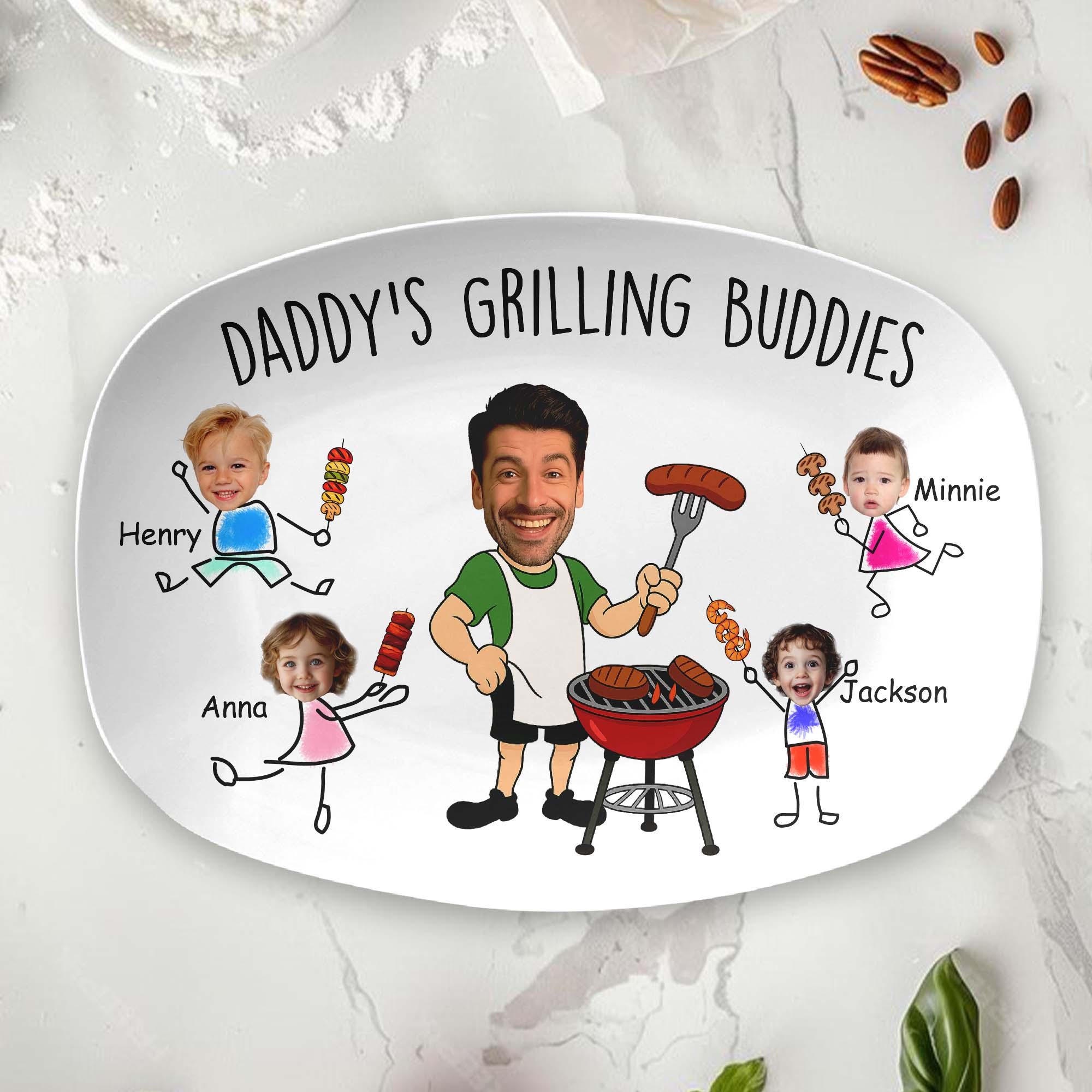 Custom Dad’s Grilling Plate, Father’s Day Gift From Kids, Personalized Grilling Plate, Grilling Plate Gift With Kids Names, BBQ Gift for Dad