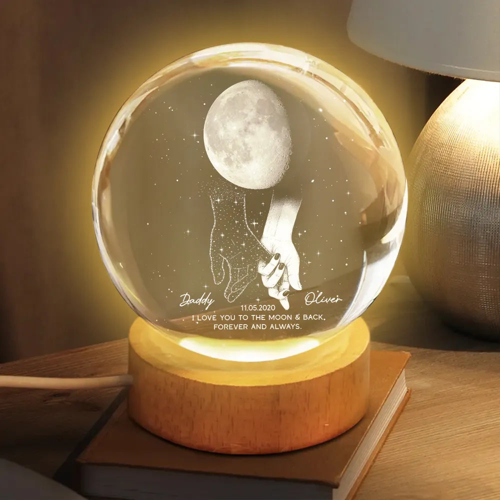 Lost Loved One Holding Hands Moon Phase Galaxy Art - Personalized Crys, Valentines Day Wedding Anniversary Gift For Couple