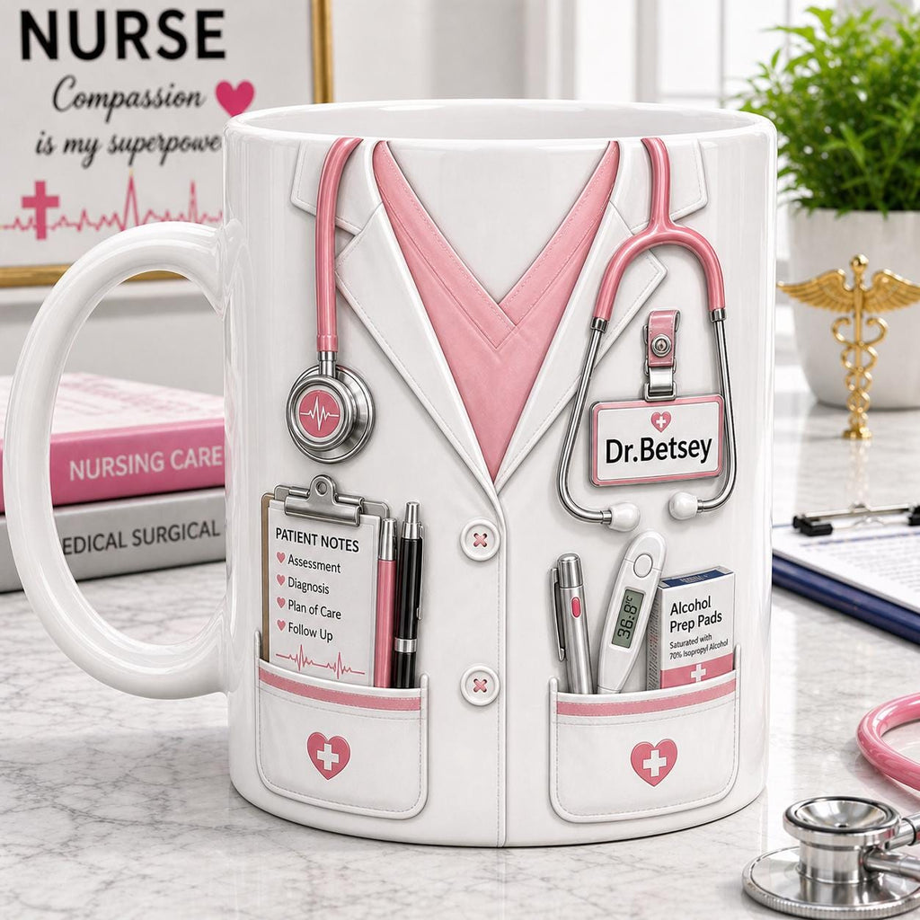 Personalized Nurse Mug, RN Coffee Cup, Medical Staff Gift, Custom Name Nurse Gift, Nurse Appreciation Coffee Cup