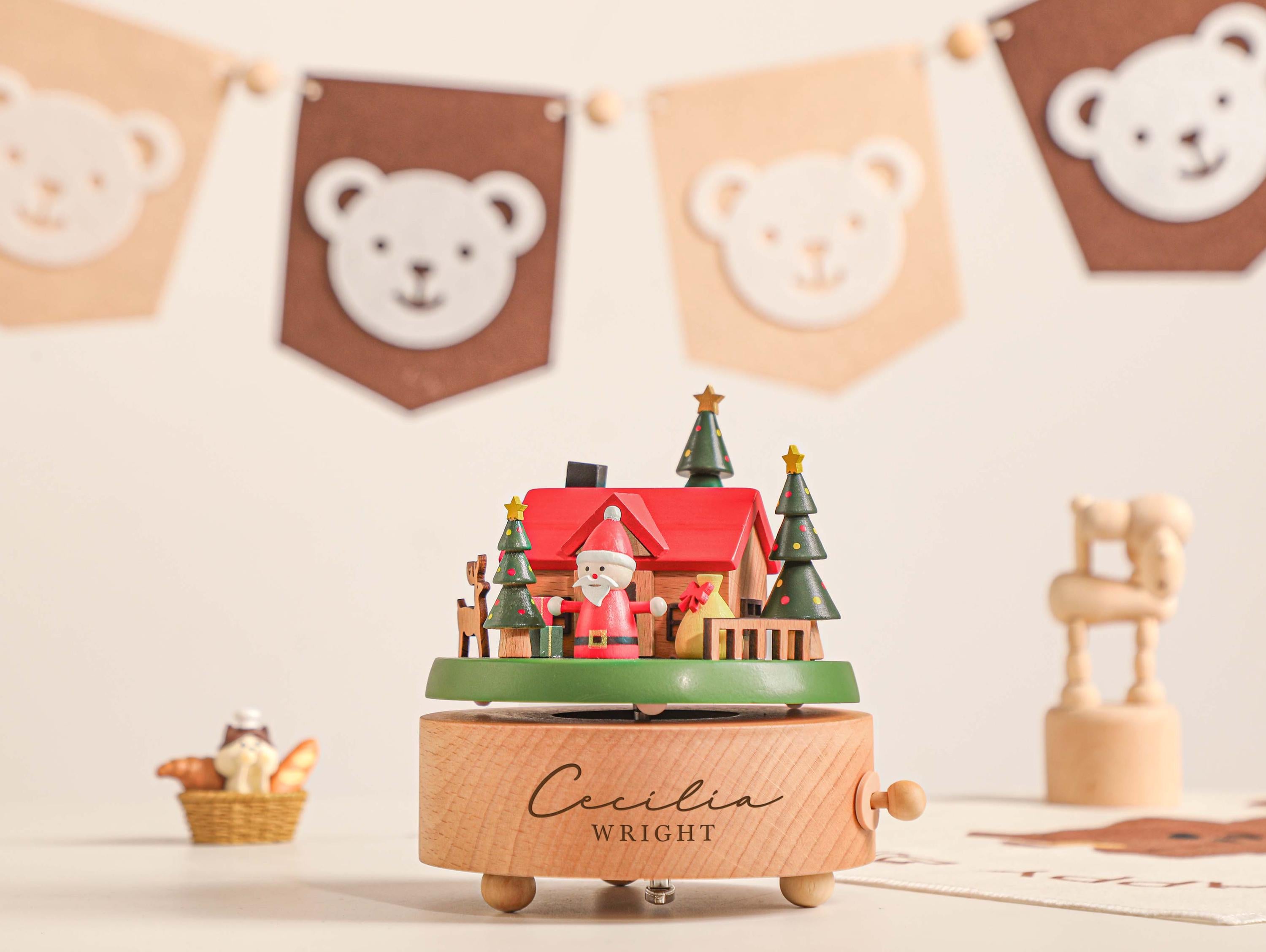 Baby Christmas Gift, Christmas Personalized Wooden Handmade Music Box, Train Music Box, Engraved Name Music Box, Newborn Keepsake