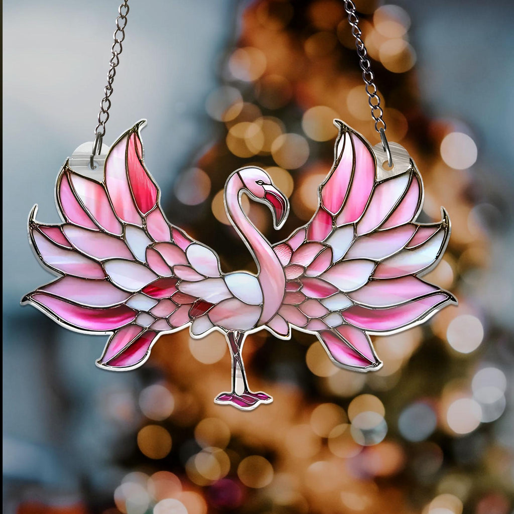 Pink Flamingo ACRYLIC Window Hanging Acrylic Effect Sun Catcher Bird Light Catcher Window Hanging Flamingo Home Decor Gifts NOT GLASS