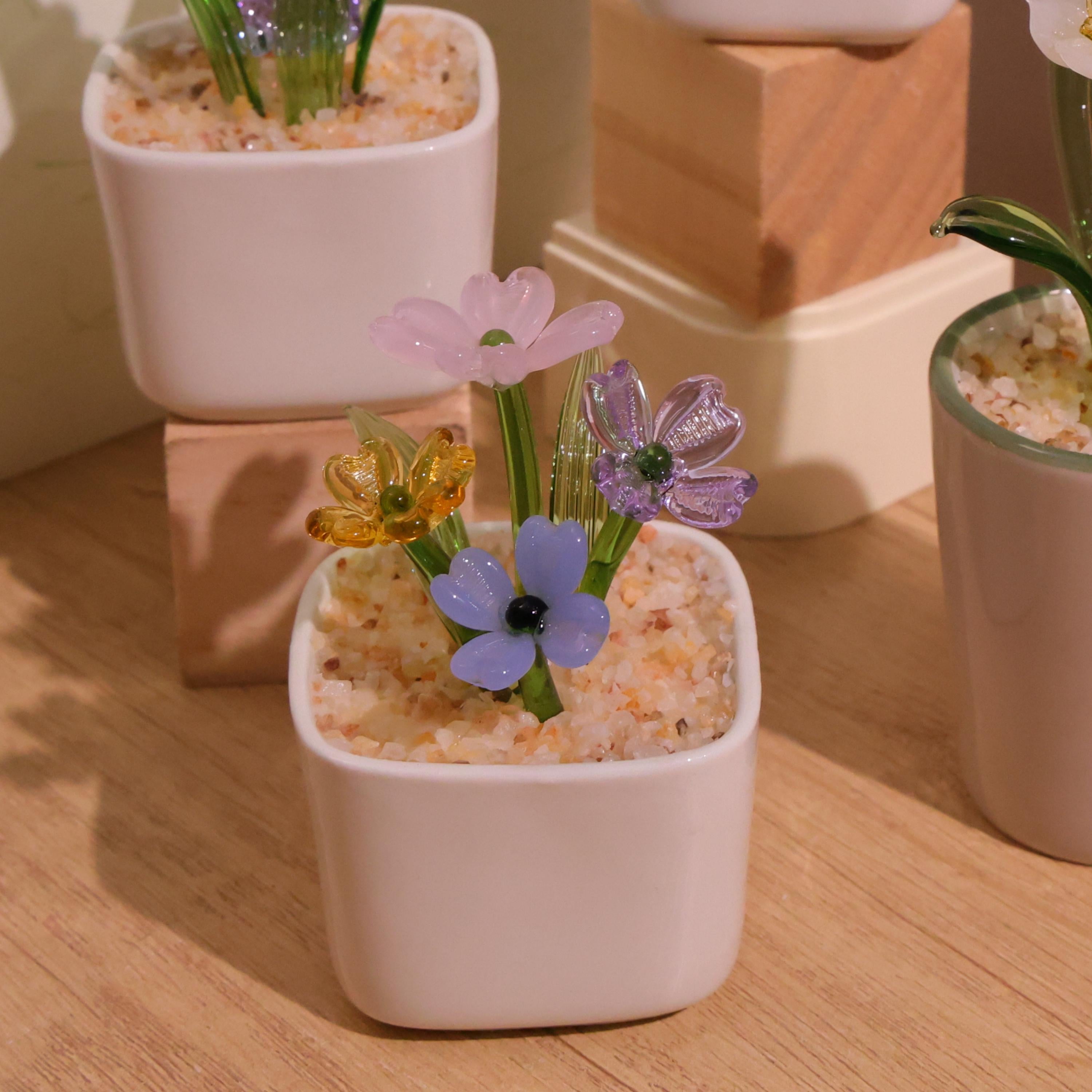 Handmade Glass Flowers, Glass Potted Plants,hand Blown Glass Flower,home Decor ,housewarming Gift, Gift for Her