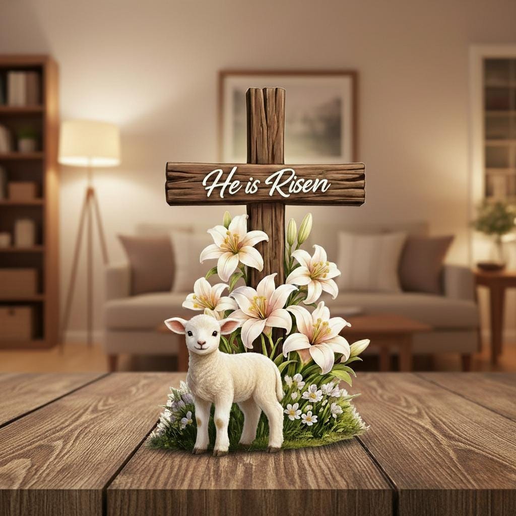 Easter Wooden Block, Empty Tomb Resurrection Scene, He is Risen Christian Decor, Meaningful Church Gift for Pastor Appreciation and Ministry