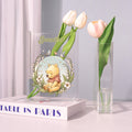 Winnie the Pooh Acrylic Book Vase, Cute Bear Bookish Vase, Lily of the Valley Book Shaped Vase Decor, Personalized Gift for Cartoon Lovers