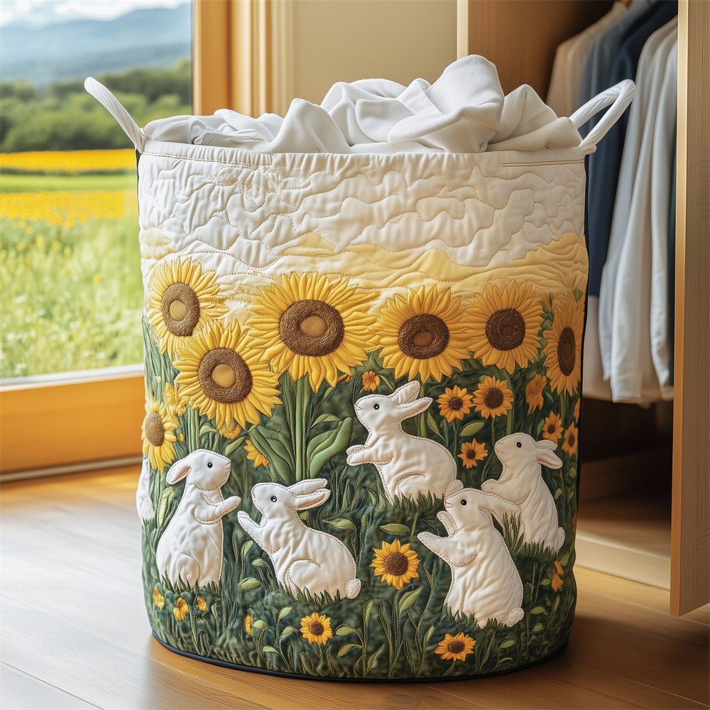 Fashion Quilted Storage Basket, Large Fabric Laundry Bucket, Foldable Clothes Hamper for Bedroom, Bathroom, Nursery & Dorm Decor