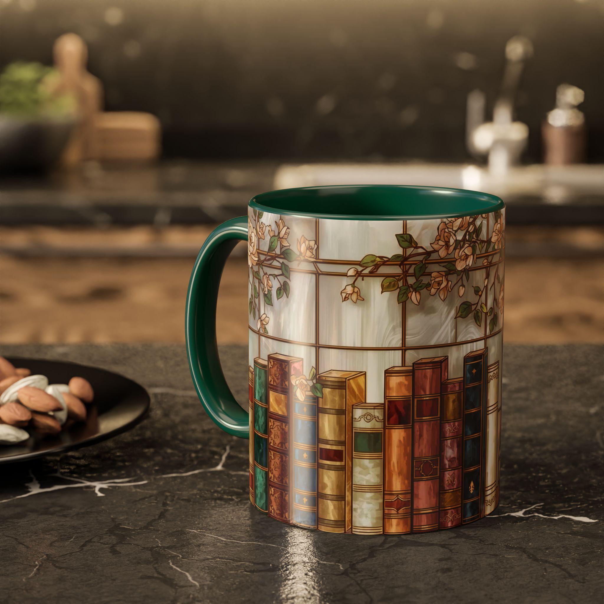 Bookish Bookshelf Mug – Library Aesthetic Coffee Cup Gift for Readers & Book Lovers – Cozy Literary Ceramic Mug – Reader Gift, Bookworm Gift
