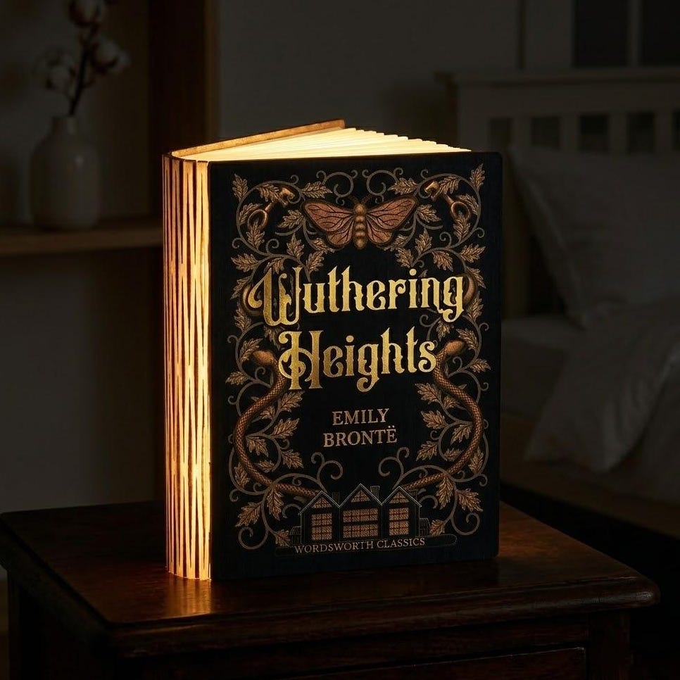 Wuthering Heights Folding Book Lamp, Dark Academia Night Light, Wuthering Height Novel Inspired Reading Lamp, Book Lover Gift