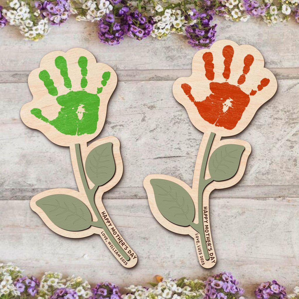 Personalized Mother’s Day Handprint Flower Sign, DIY First Mother's Day Handprint Sign, New Mom Mothers Day Gifts From Kids, Gift for Mom