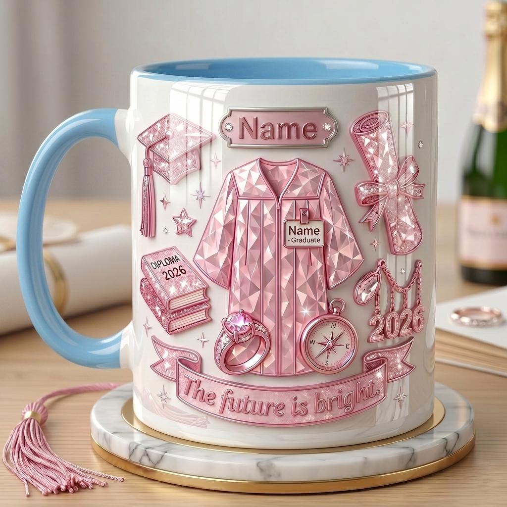 Personalized Graduation Mug Class of 2026, Faux 3D Effect Coffee Cup, Custom Senior Gift Keepsake, Graduation Party Mug