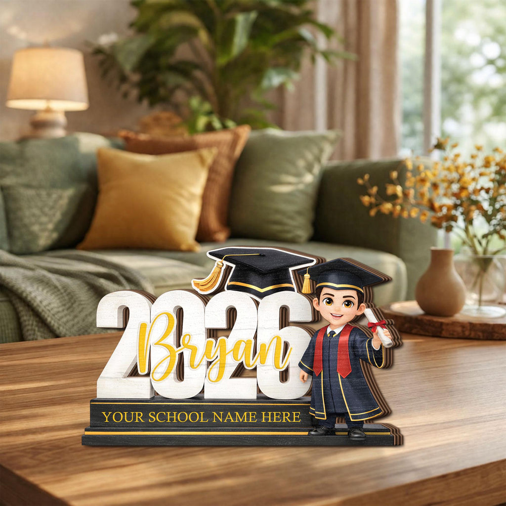 Personalized Graduation Wooden Block, Custom Name Sign, Class of 2026 Decor, Graduation Gift for Her Him,graduate Keepsake, Senior 2026 Gift