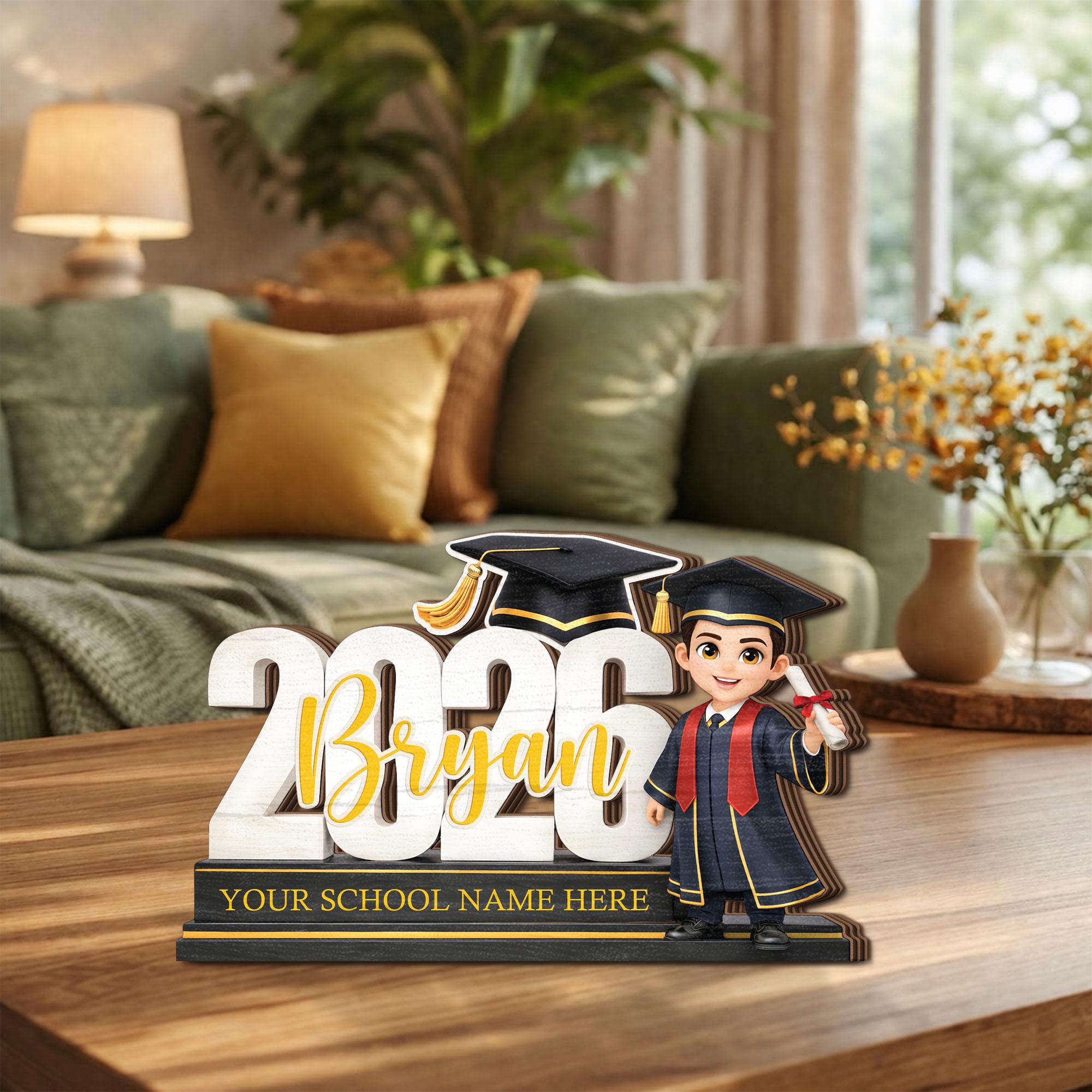 Personalized Graduation Wooden Block, Custom Name Sign, Class of 2026 Decor, Graduation Gift for Her Him,graduate Keepsake, Senior 2026 Gift