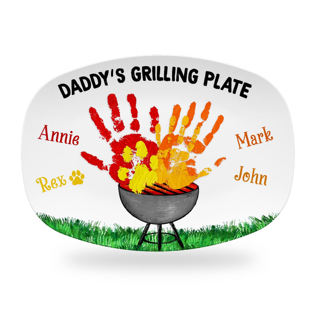 Custom Daddy's Grilling Plate Gifts - Personalized Dad Grilling Platter, Barbecue Plate for Dad, Father's Day Gift, Gift From Children